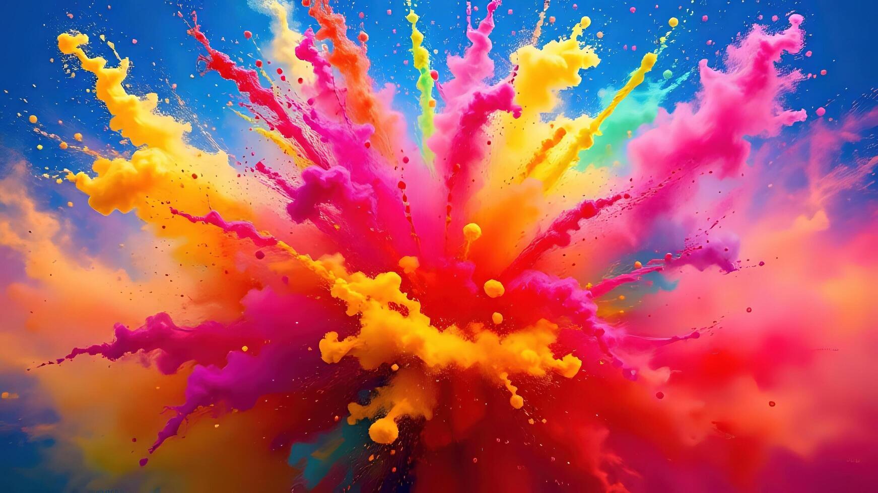 Bright and colorful explosion of Holi festival powder clouds photo