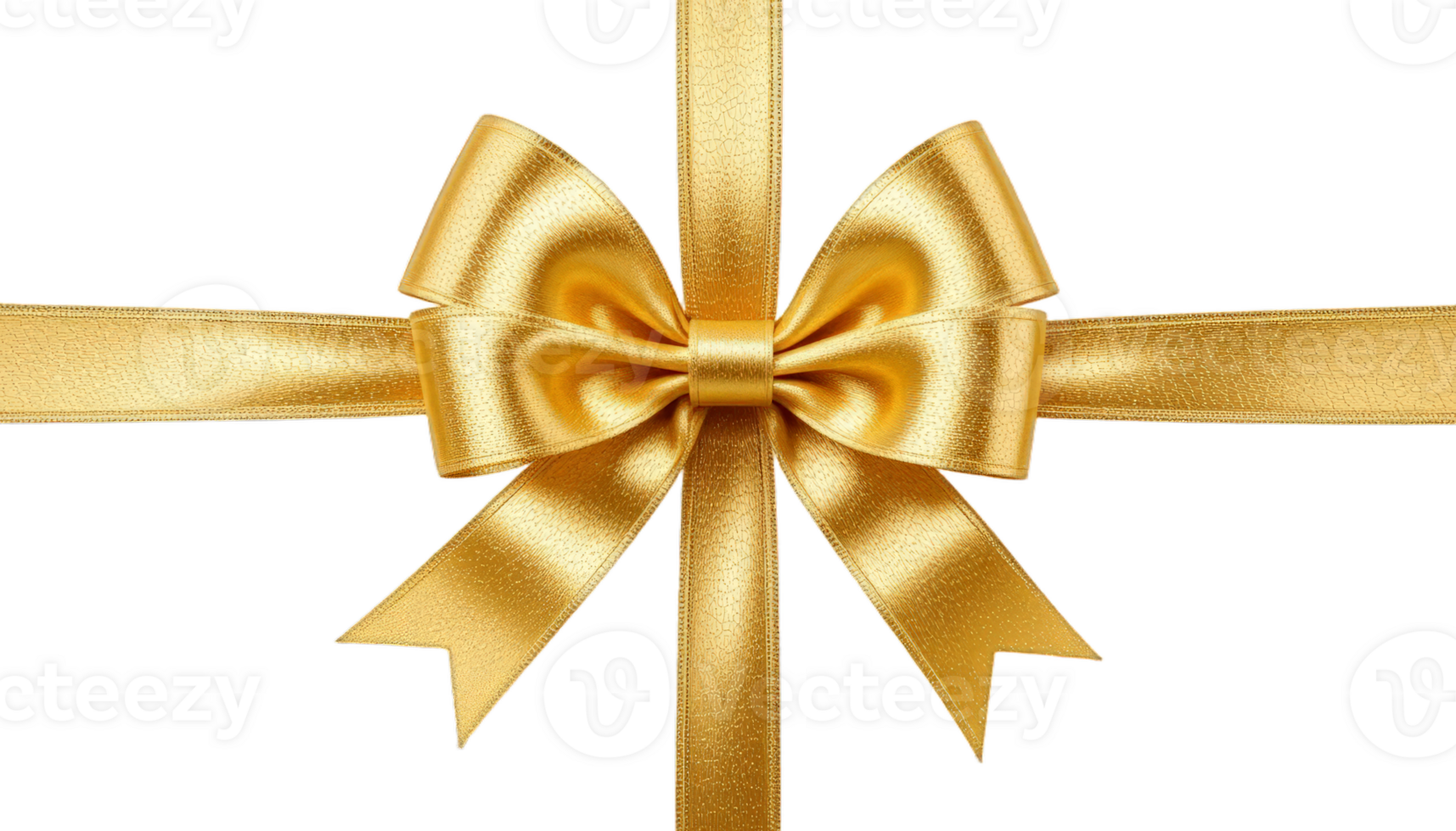 A stunning gold satin ribbon with a perfect bow, ideal for gift wrapping or festive decorations to add elegance. Transparent background png
