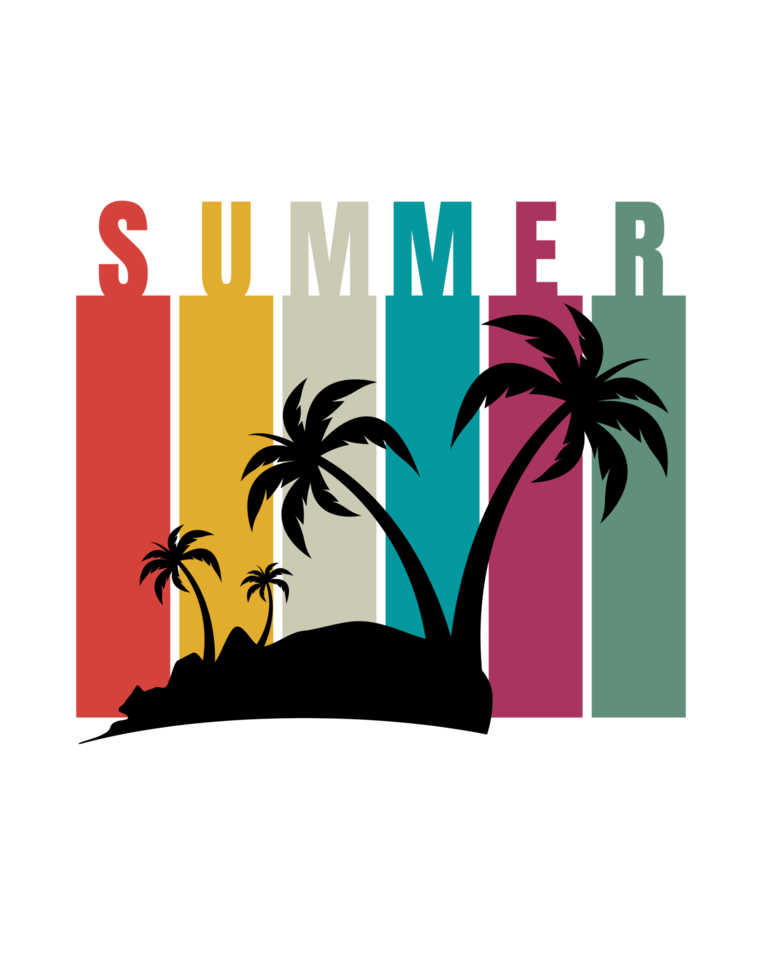 summer logo with palm trees and the word summer png