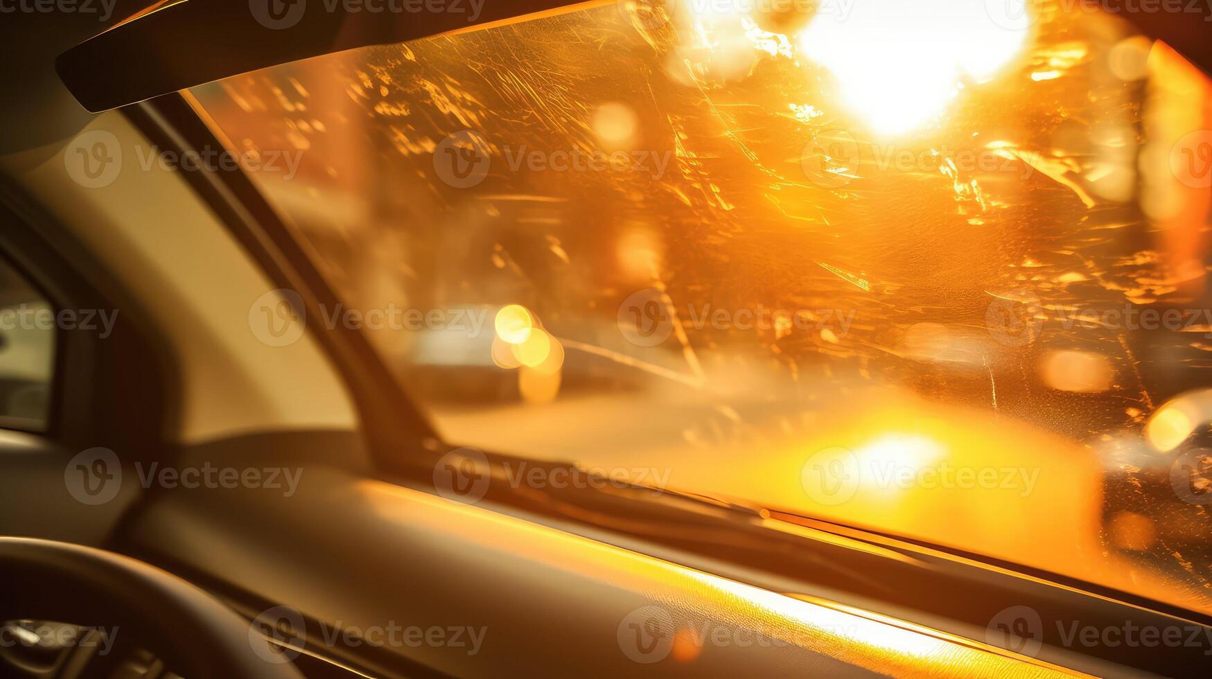 warm blurred car windshield interior photo