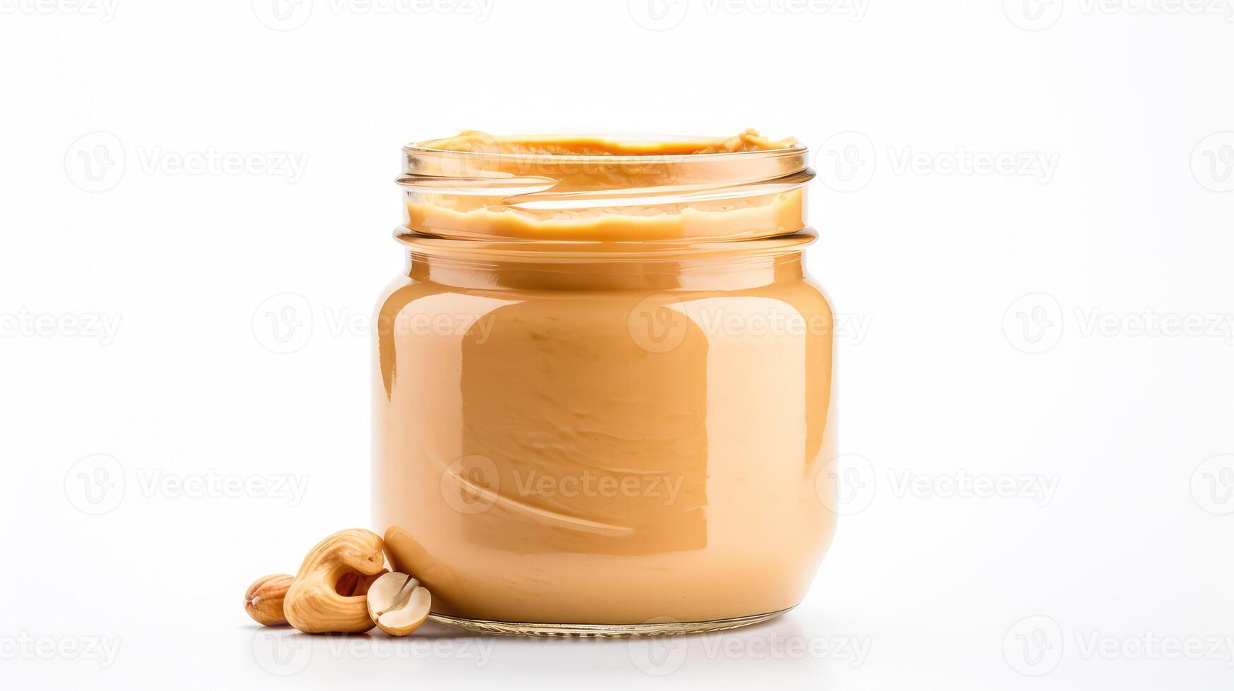jar peanut butter on white photo