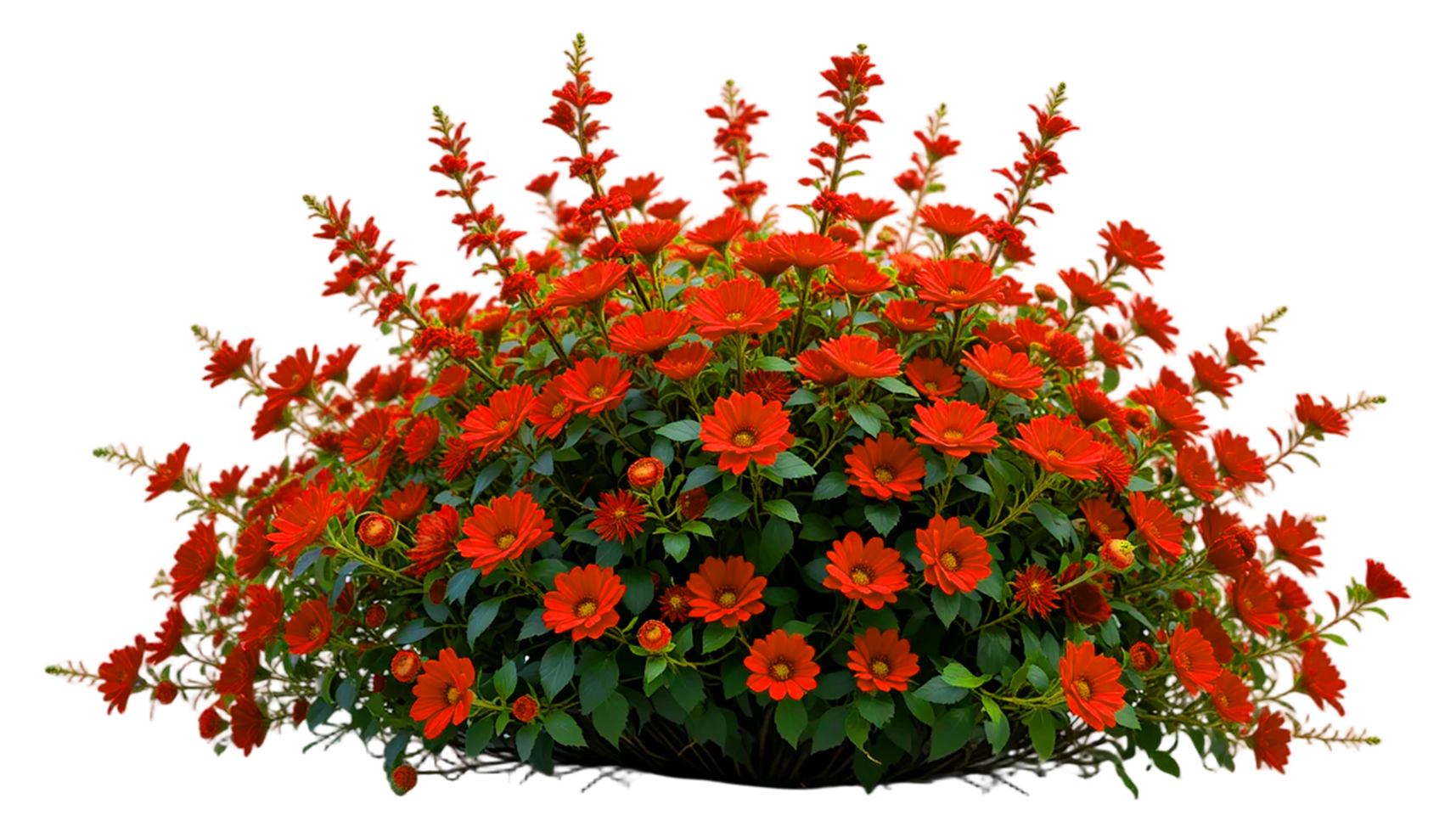 Red Flower Shrubbery Isolated on Transparent Background png