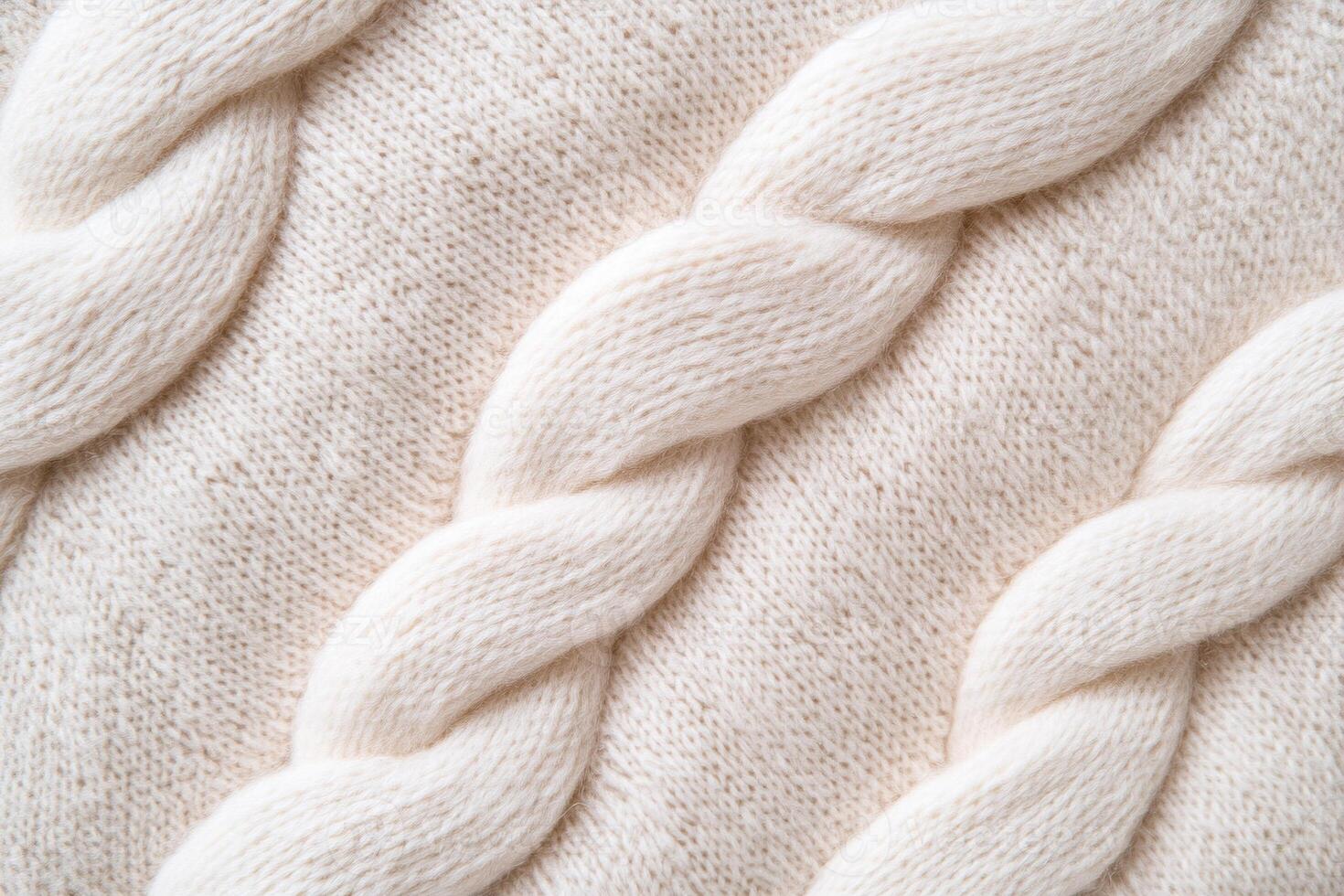 Structured geometric knitted texture in beige displays sharp directional lighting, highlighting its depth and creating a striking contrast of shadows across the fibers photo