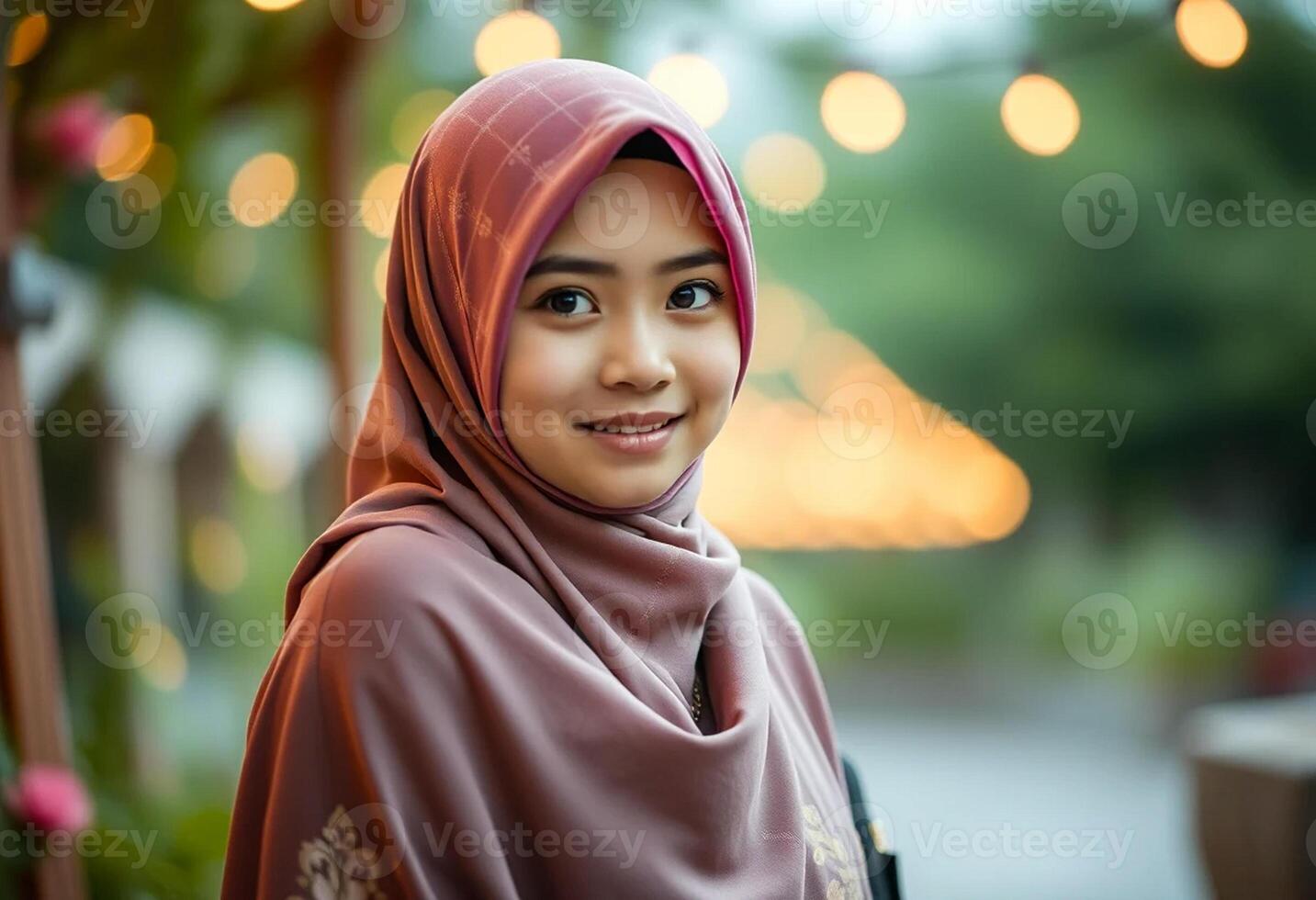 A beautiful young woman wearing a hijab photo