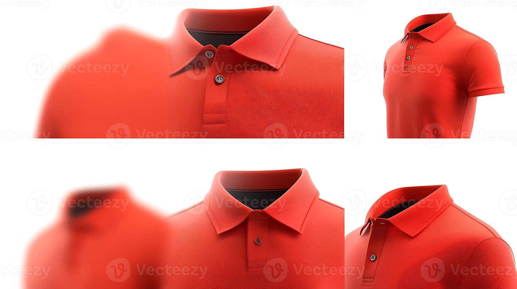 Close-up view of a vibrant red polo shirt showcasing fabric texture and collar design photo