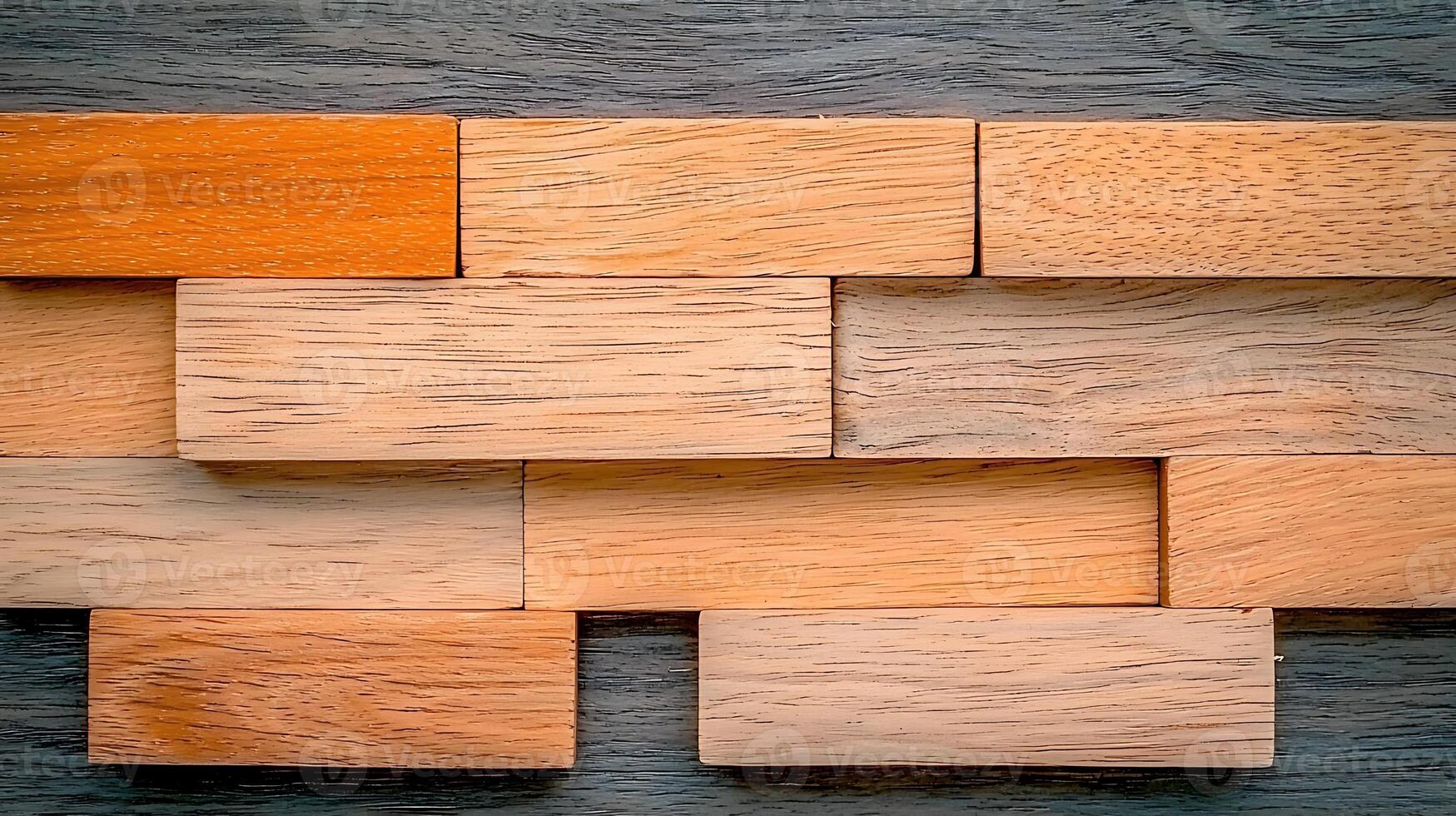 Close-up view of a wooden wall featuring various shades of timber arranged in a pattern photo