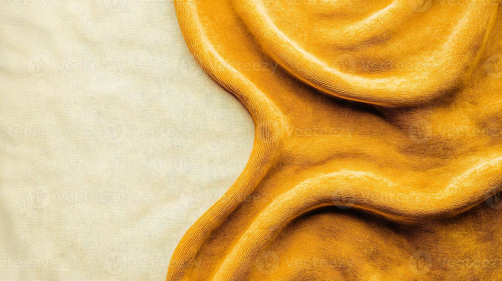 Close-up view of smooth, golden yellow texture resembling creamy substance on neutral background photo