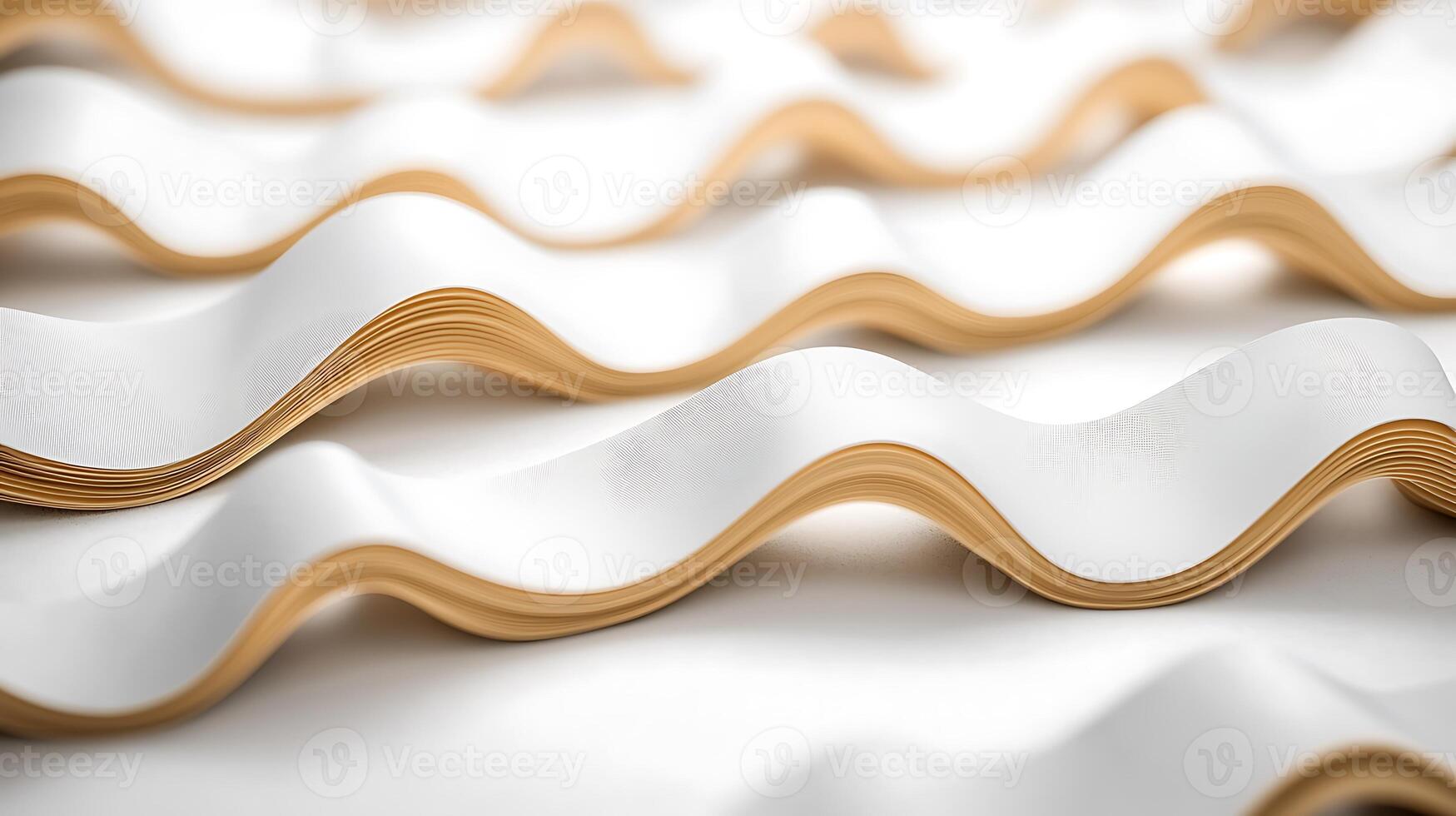 Close-up view of wavy paper sheets showcasing texture and layers in a bright setting photo
