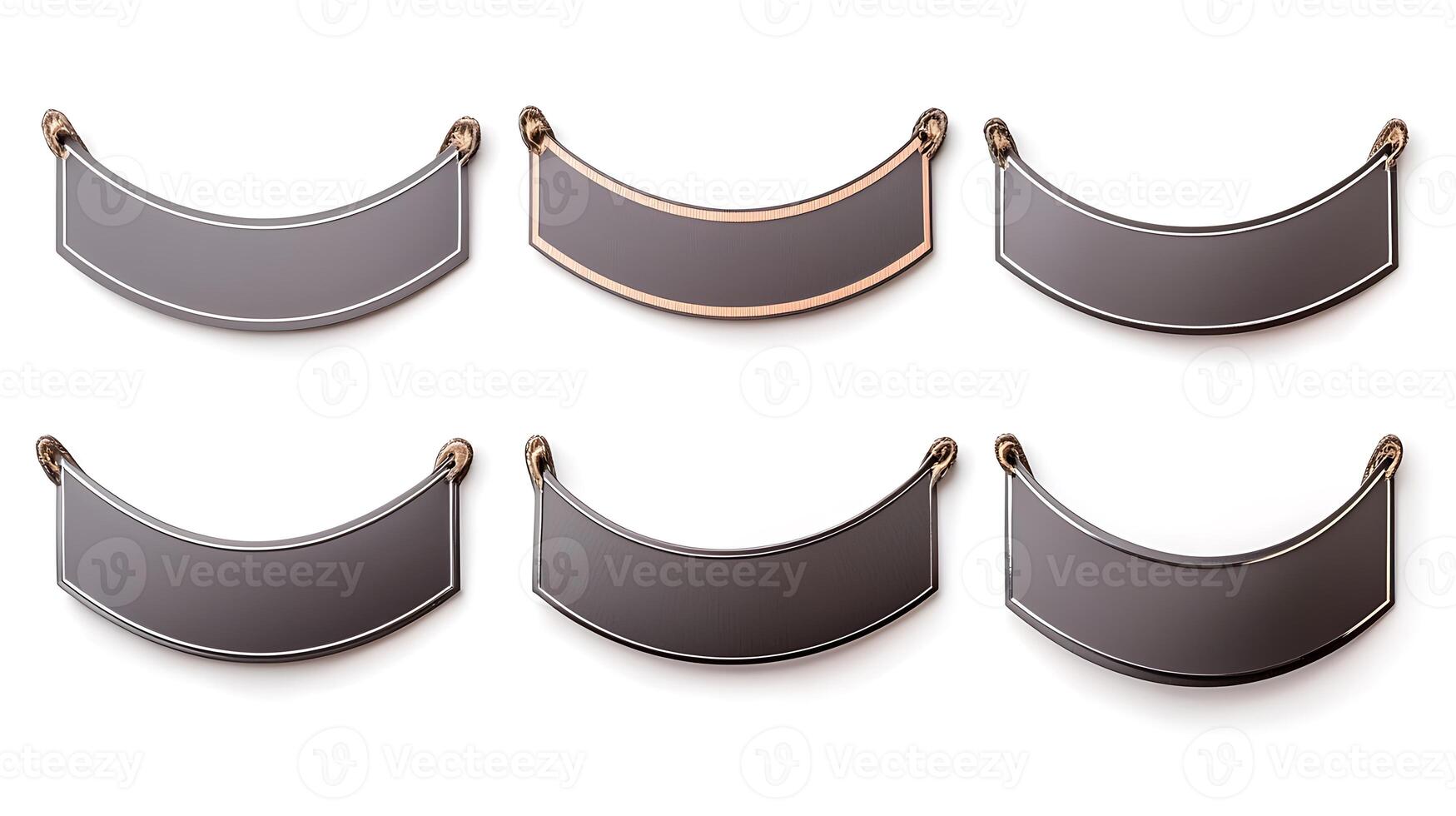 Collection of six elegant blank nameplates with varying finishes for customizable signage photo