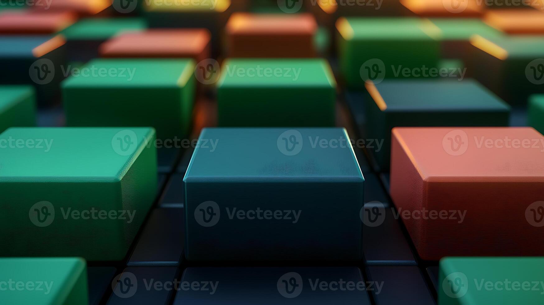 Colorful 3D cubes arranged in a grid, showcasing vibrant colors and depth in a digital environment photo