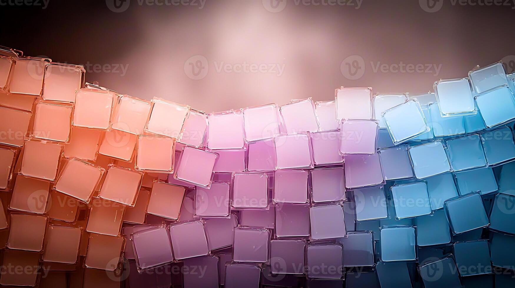 Colorful abstract arrangement of translucent containers creating a gradient effect, with soft lighting photo