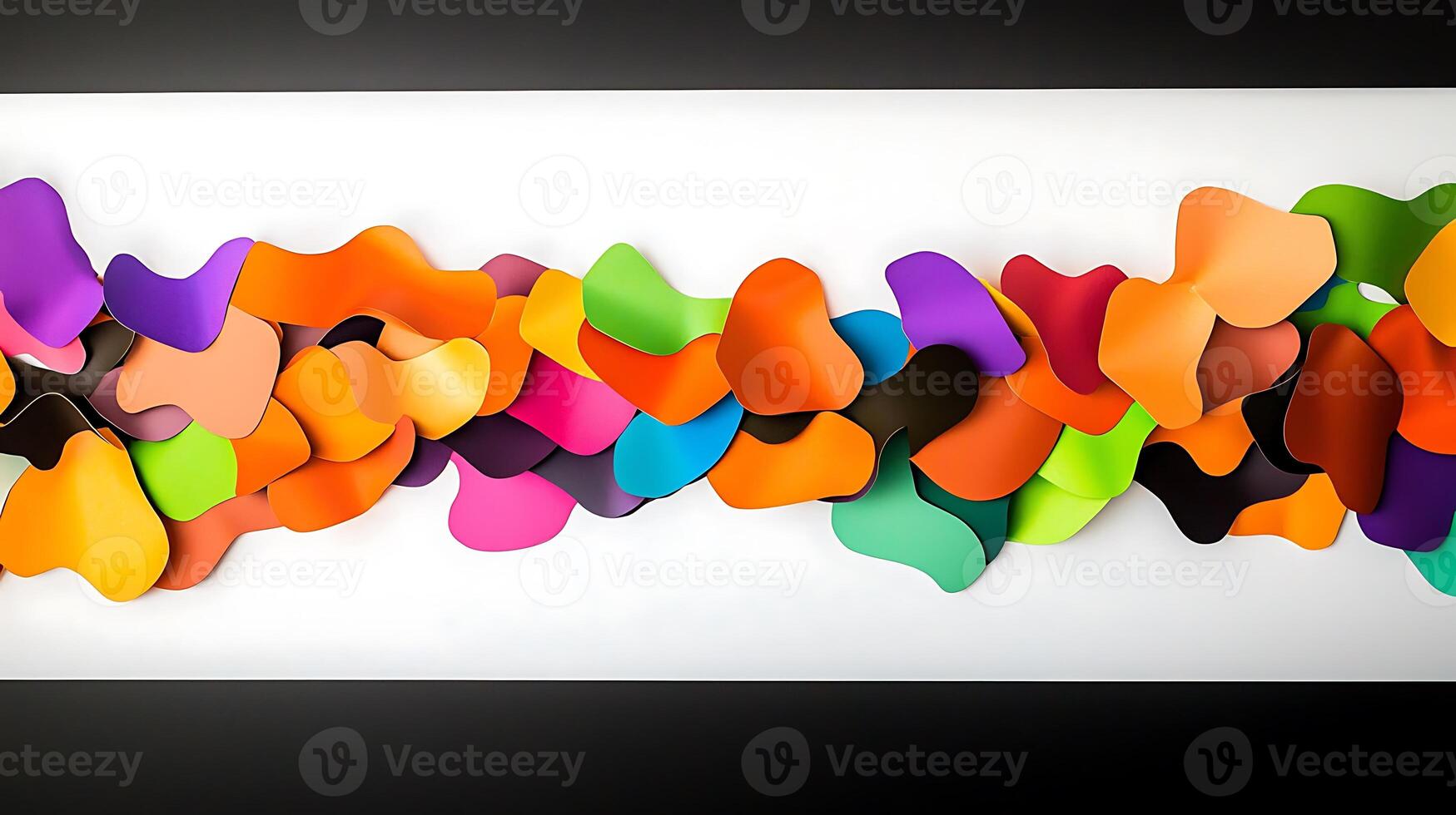 Colorful abstract composition of wavy shapes on a white background, showcasing vibrant hues and design potential photo