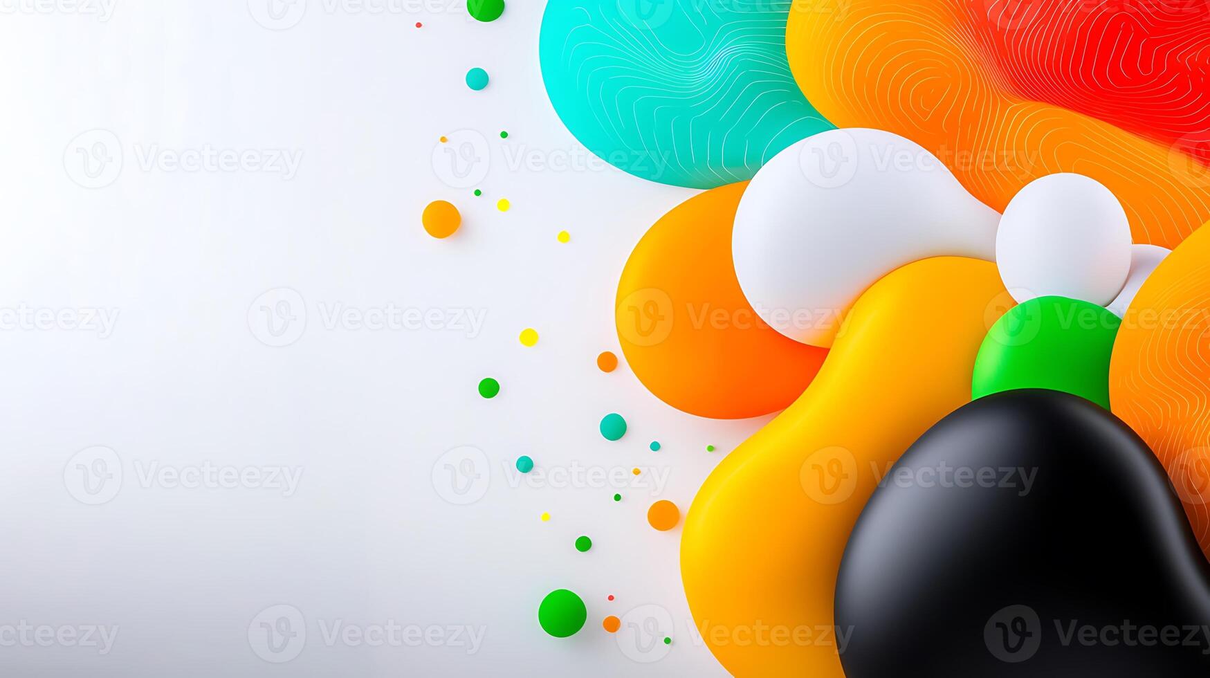 Colorful abstract shapes and patterns blending seamlessly on a white background, showcasing vibrant design photo