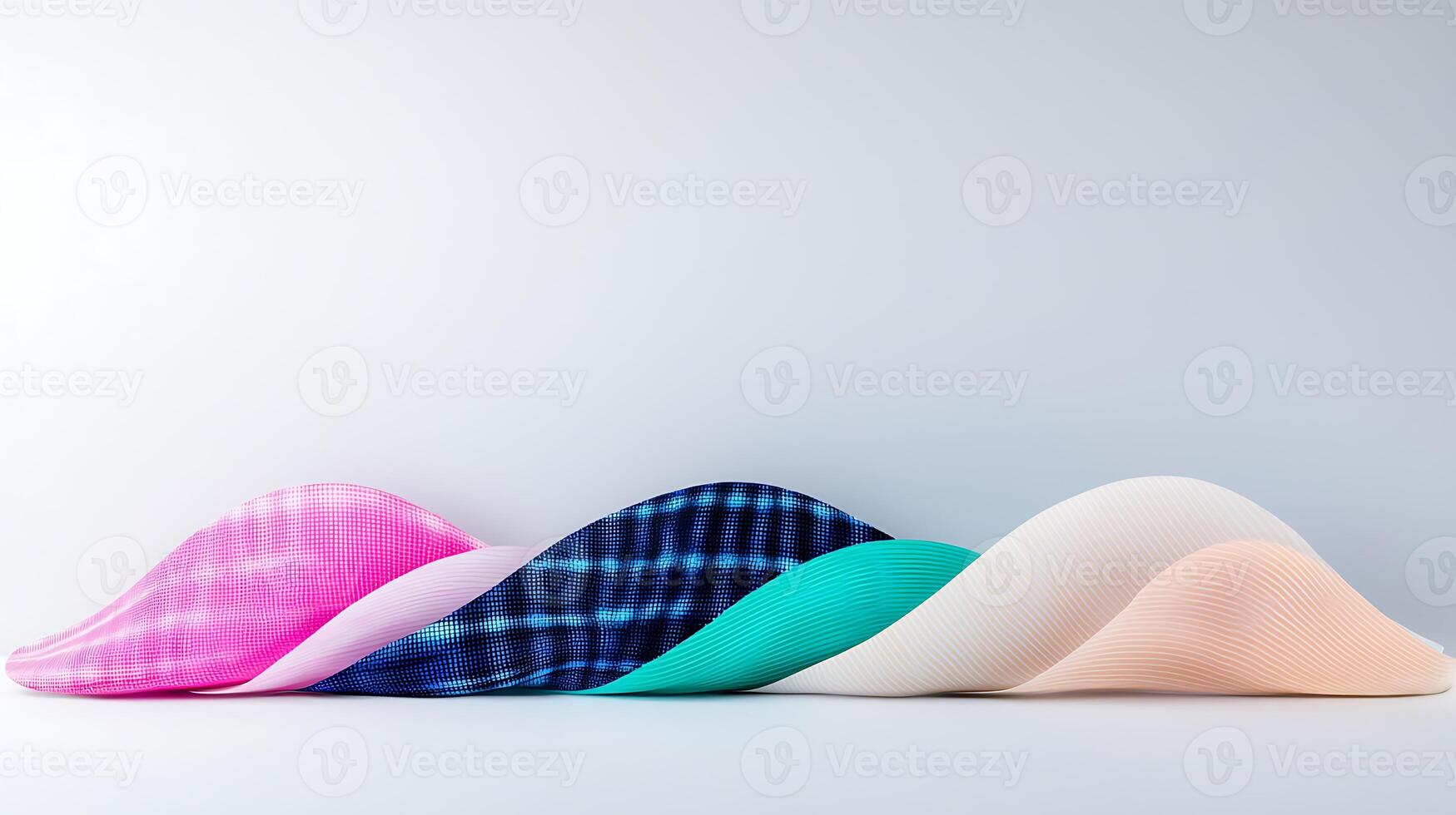 Colorful abstract shapes arranged in a wave pattern on a clean background, ideal for design use photo