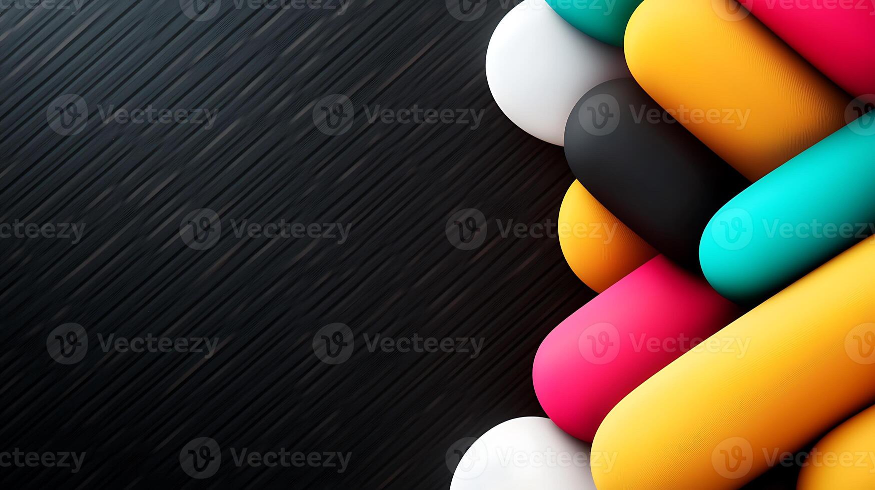 Colorful abstract shapes overlapping on a textured black background, ideal for modern design use photo