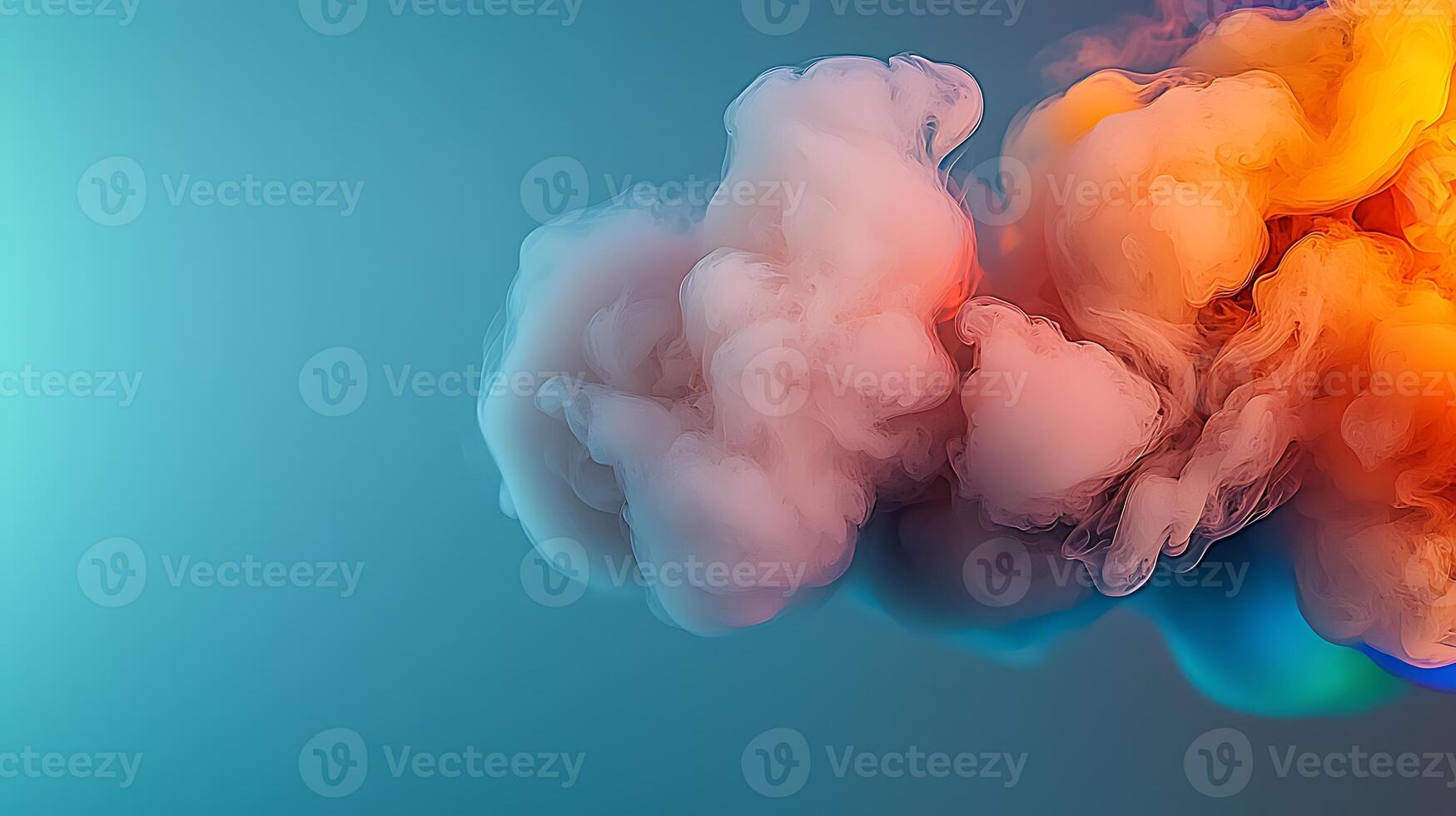 Colorful abstract smoke swirling in vibrant hues against a soft gradient background photo