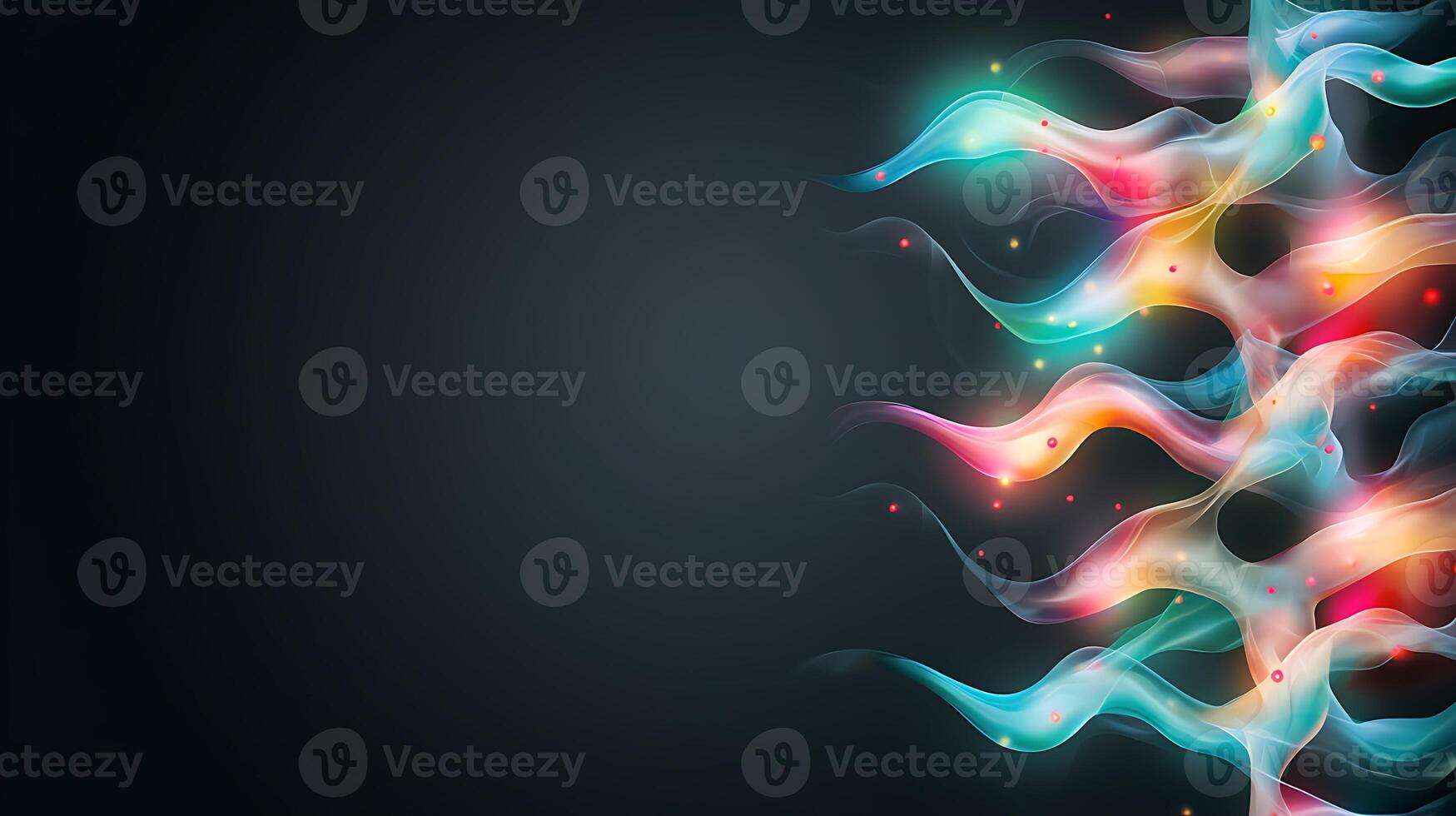 Colorful abstract waves of light flowing across a dark background, creating a vibrant atmosphere photo