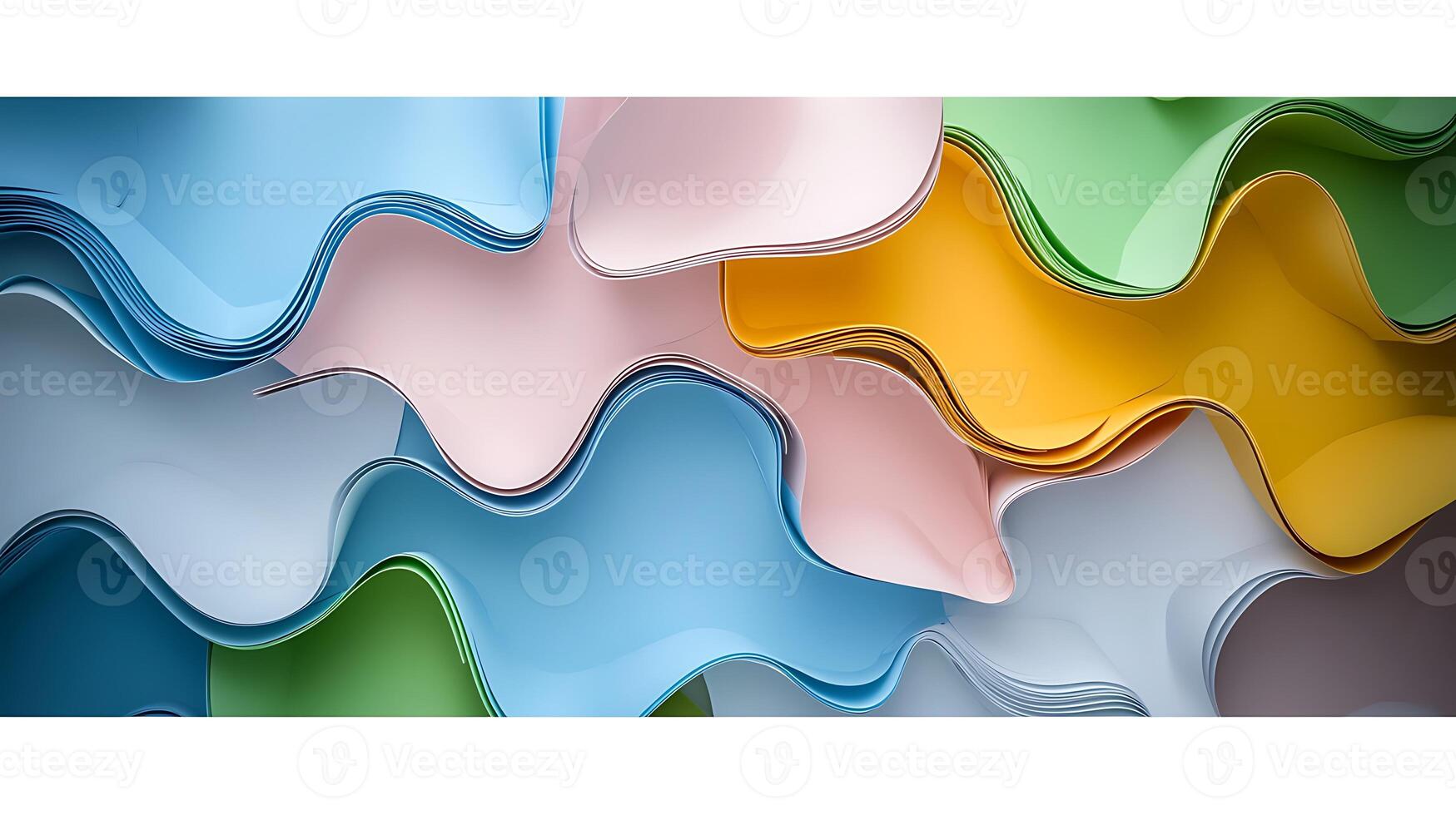 Colorful abstract waves of paper-like material flowing together in a vibrant display of texture photo