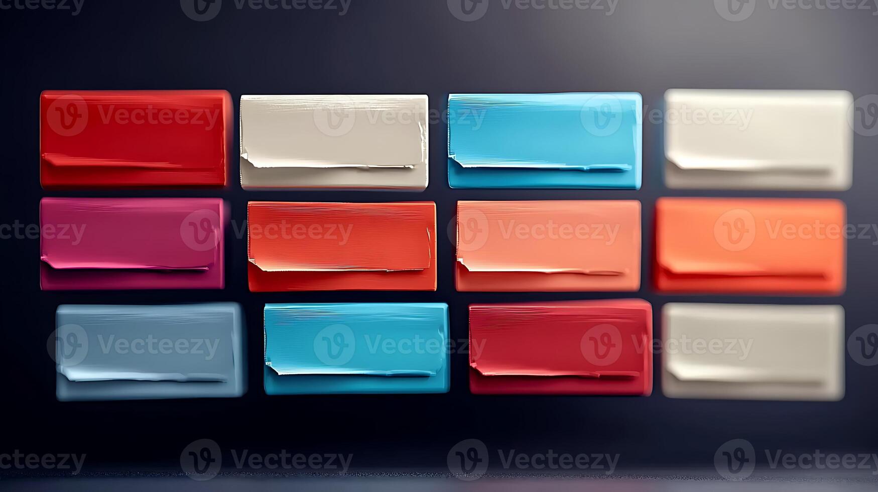 Colorful array of abstract rectangular shapes displayed artistically against a dark background photo