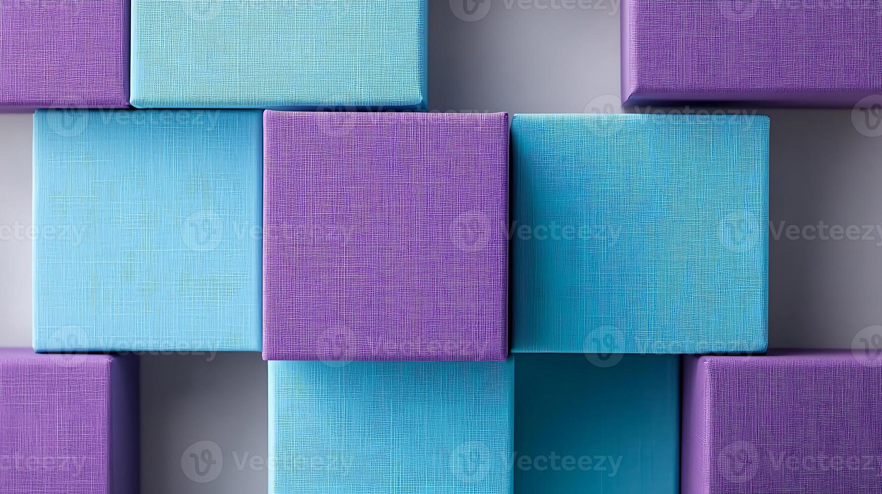 Colorful arrangement of textured boxes in blue and purple, creating a modern aesthetic backdrop photo