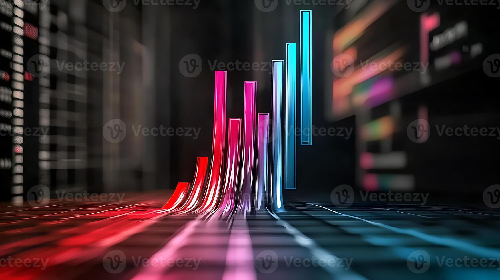 Colorful bar graph representing financial growth trends in a digital trading environment photo