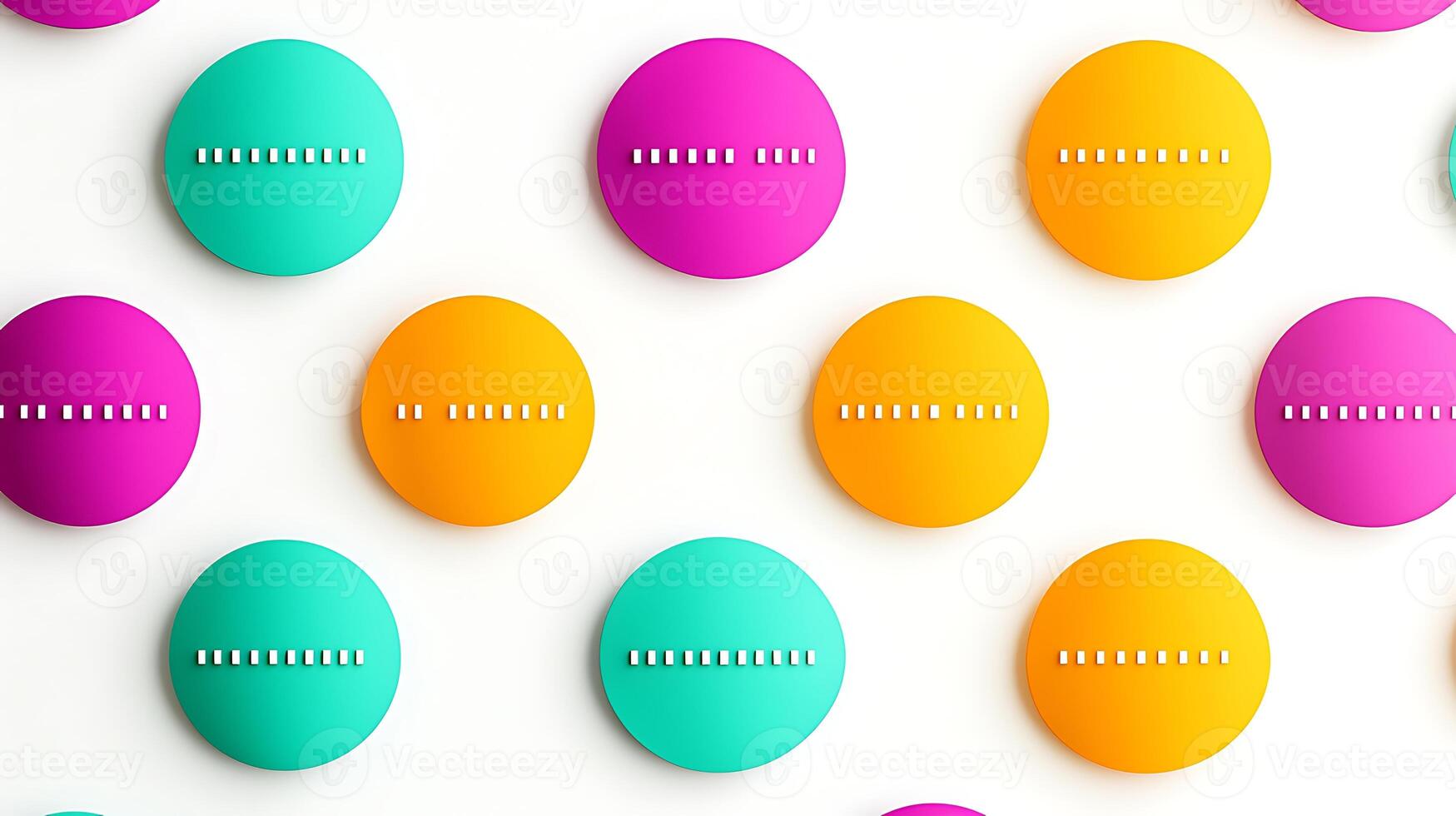 Colorful circular buttons arranged in a vibrant pattern on a white background, showcasing design elements photo
