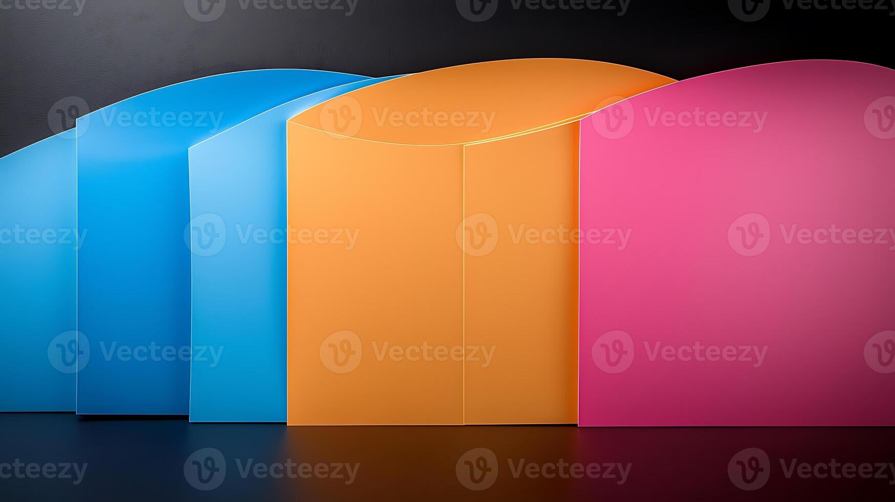 Colorful curved folders arranged in a row on a dark surface, creating a vibrant and modern aesthetic photo