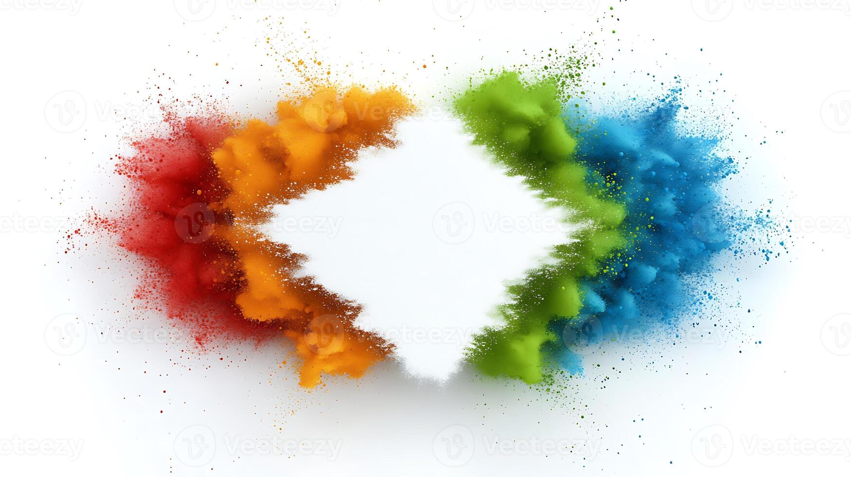 Colorful explosion of powder creating a dynamic frame for creative design and advertising photo