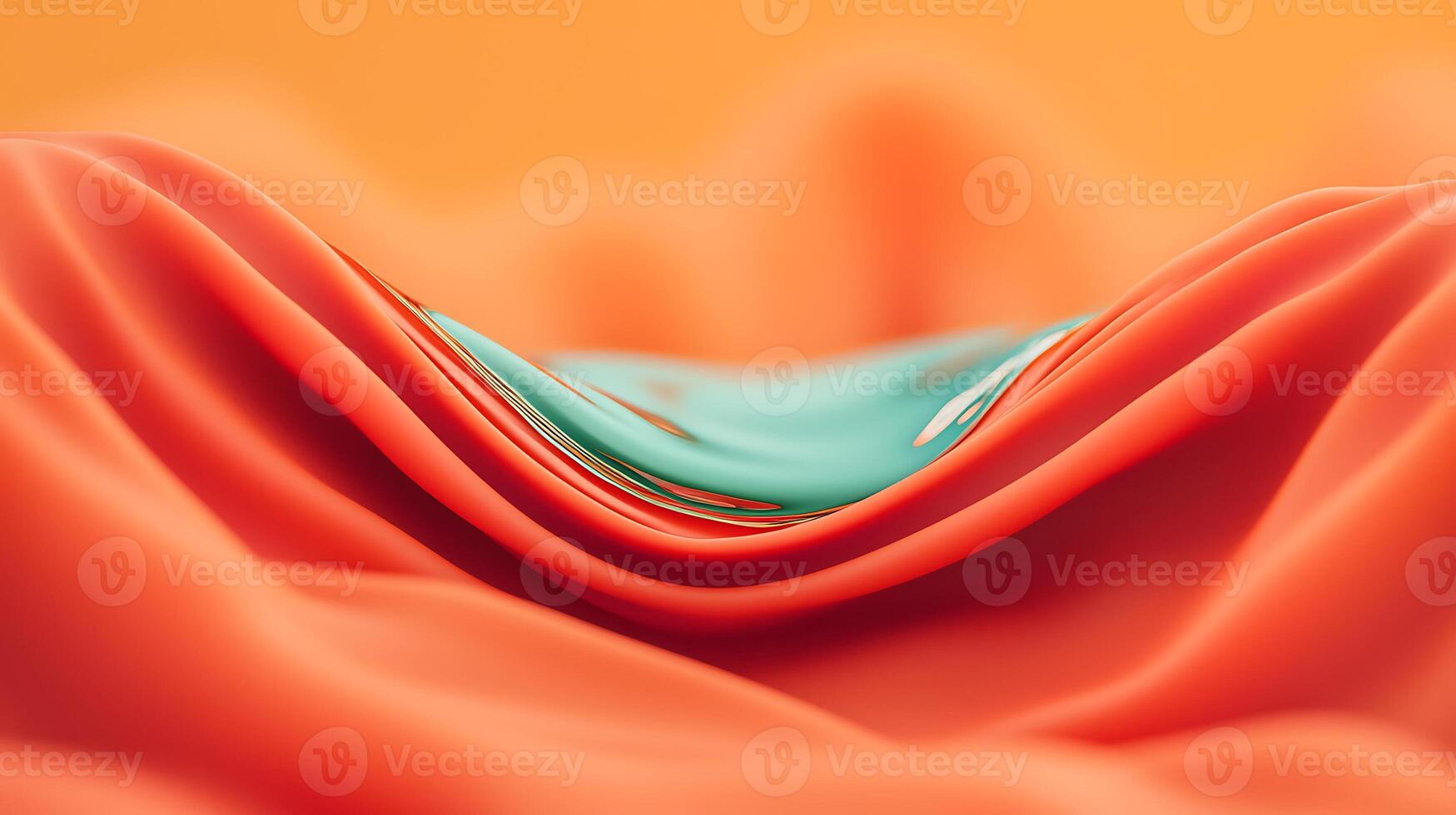 Colorful fabric waves in vibrant orange and teal, creating a soft, flowing texture background photo