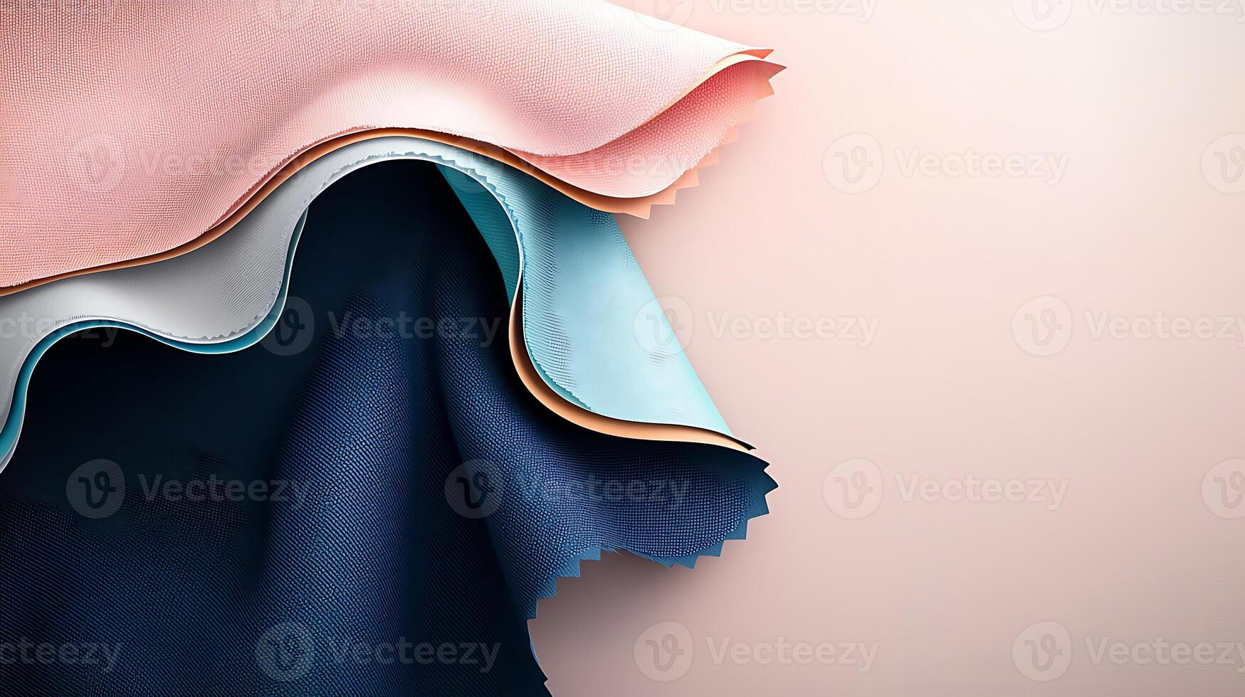 Colorful fabric swatches arranged artistically on a soft background showcasing texture and hues photo
