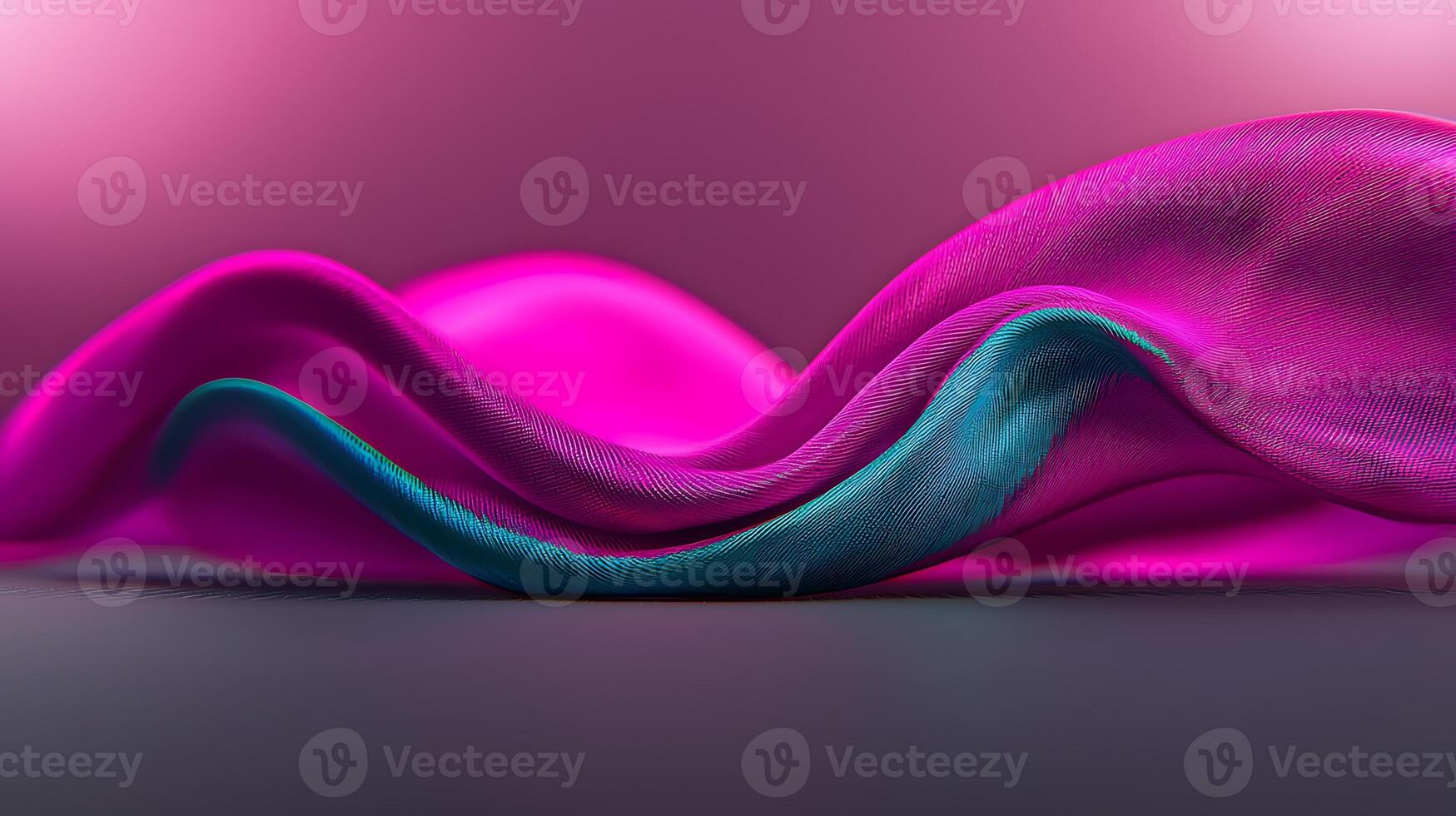 Colorful flowing fabric waves in a soft pink background, creating a serene and artistic atmosphere photo