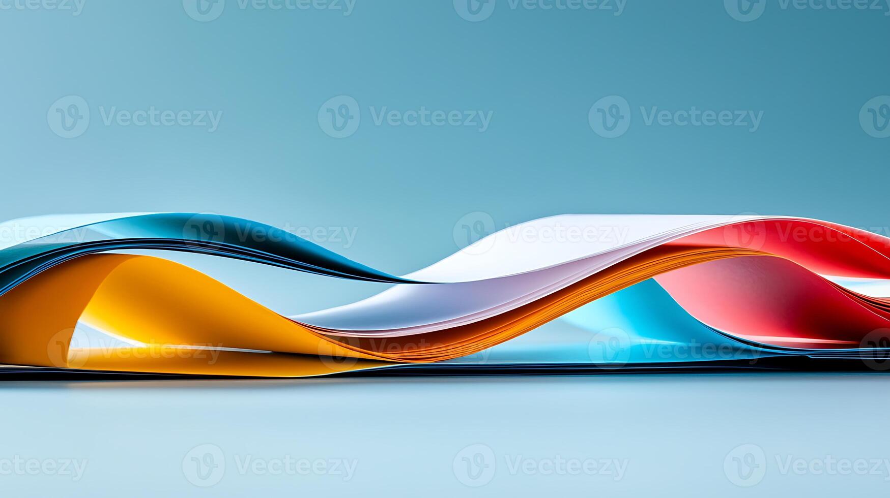 Colorful flowing paper waves creating a dynamic abstract background for creative projects photo