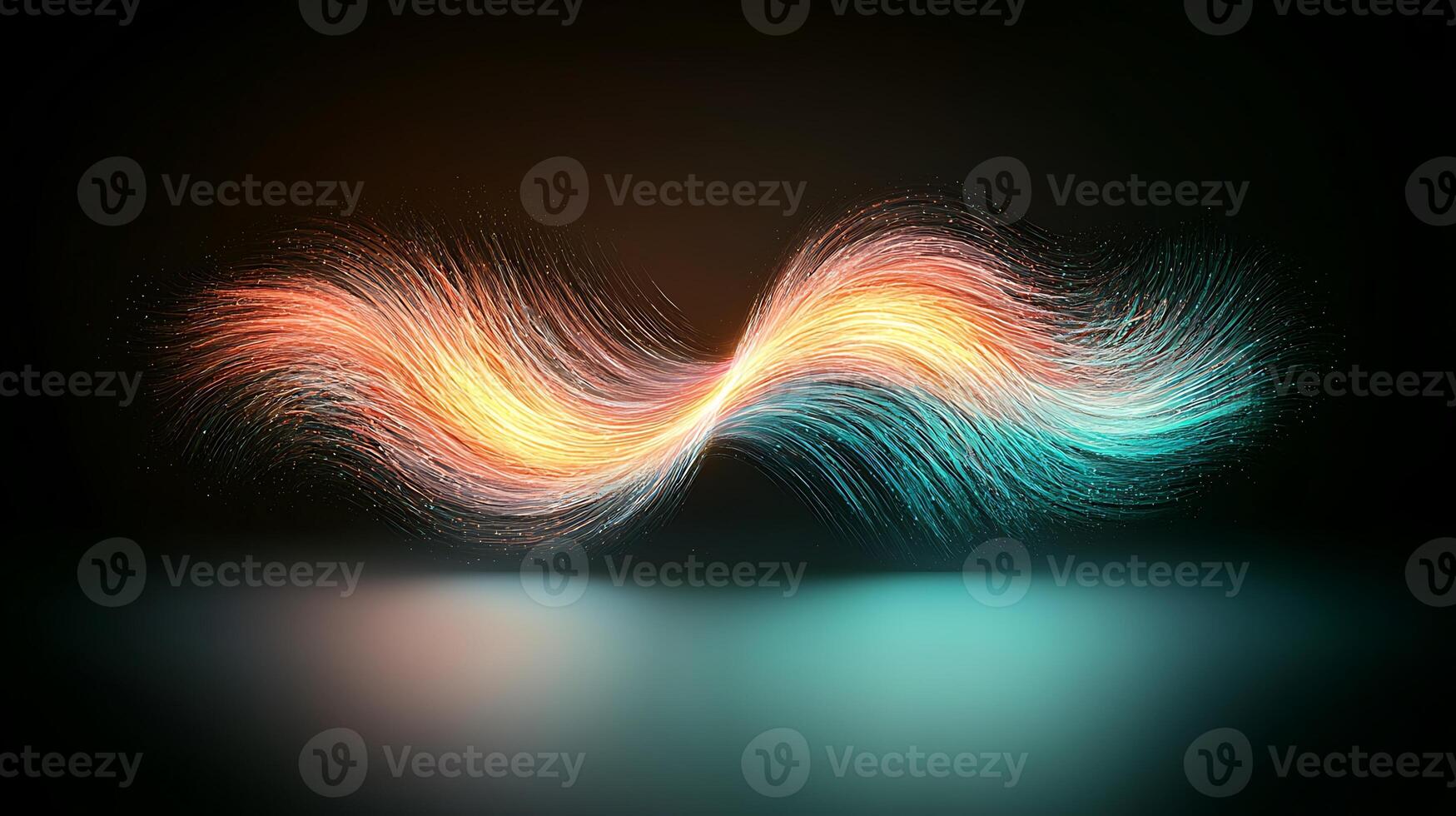 Colorful flowing waves of light create a dynamic visual effect against a dark background photo