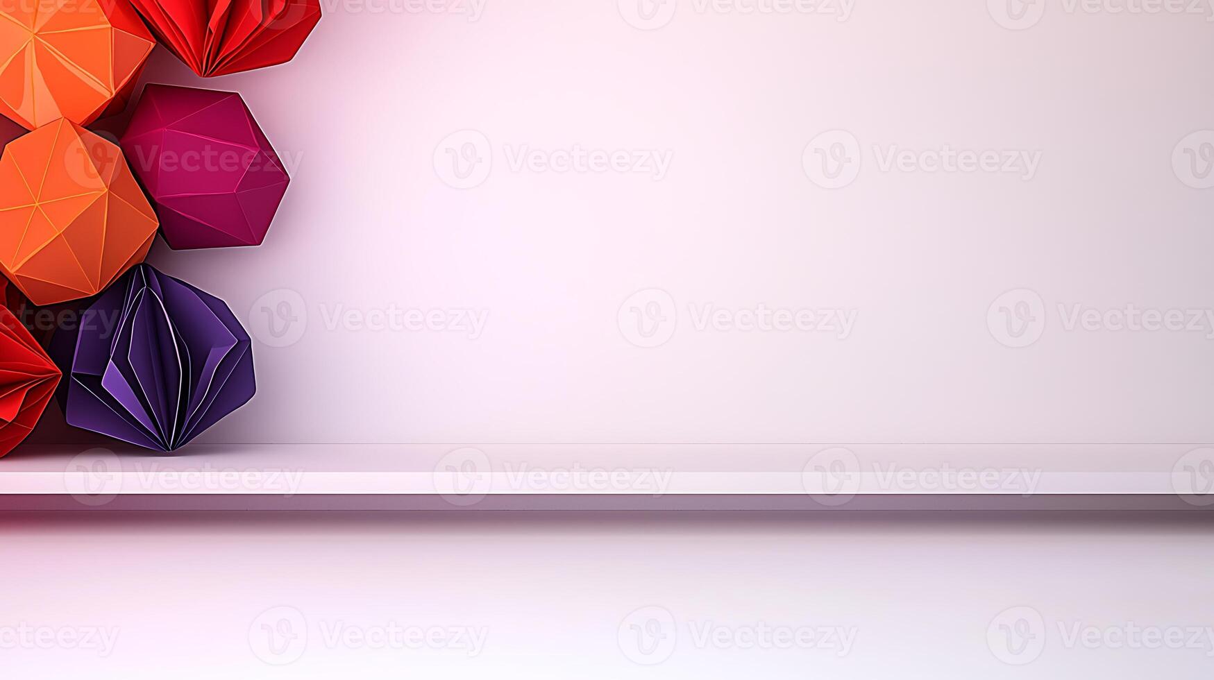 Colorful geometric paper shapes arranged artistically on a minimalist background for creative design photo