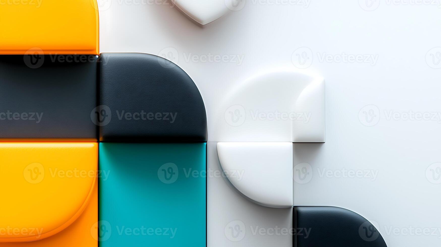 Colorful geometric shapes arranged in a modern design, showcasing vibrant patterns and textures photo