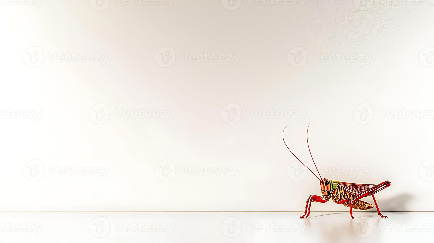 Colorful grasshopper on a plain background, highlighting its details and vibrant colors photo
