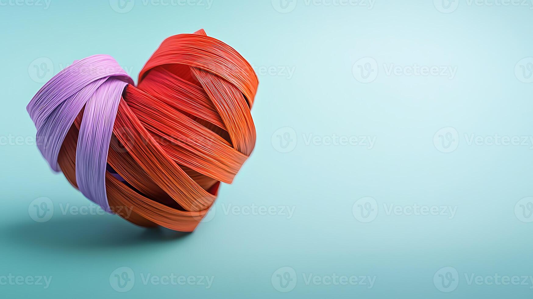 Colorful heart-shaped ribbon sculpture symbolizing love and creativity against a soft background photo