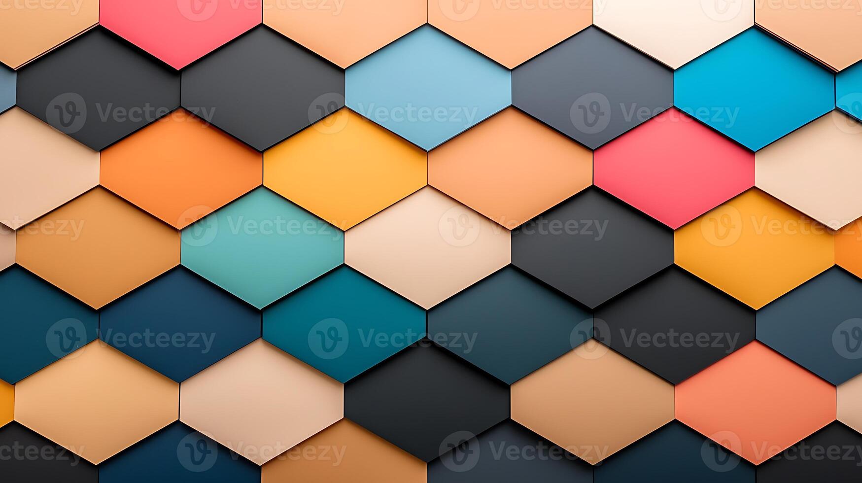 Colorful hexagonal tiles arranged in a vibrant pattern, showcasing a modern design aesthetic photo