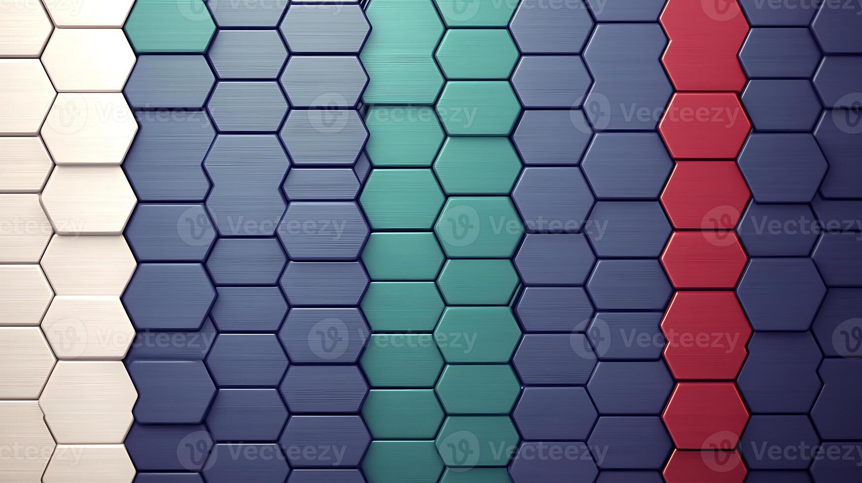 Colorful hexagonal tiles arranged in a modern pattern, showcasing design elements and textures photo