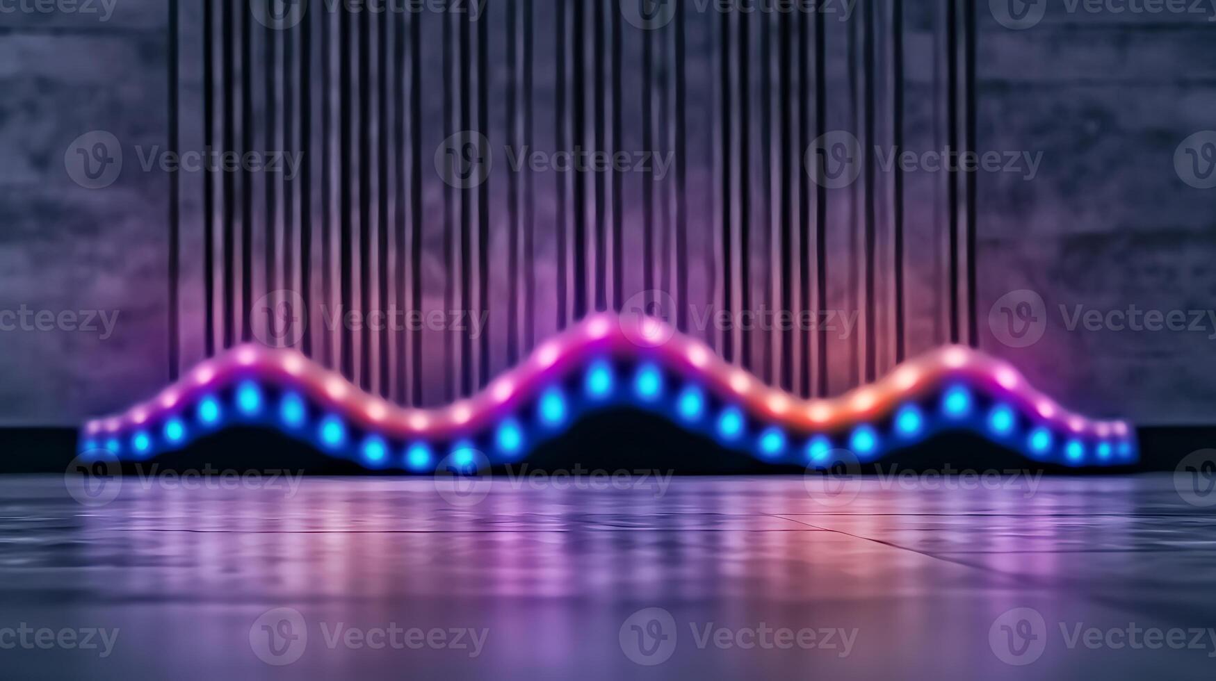 Colorful illuminated wave sculpture with soft lighting in a modern indoor space photo