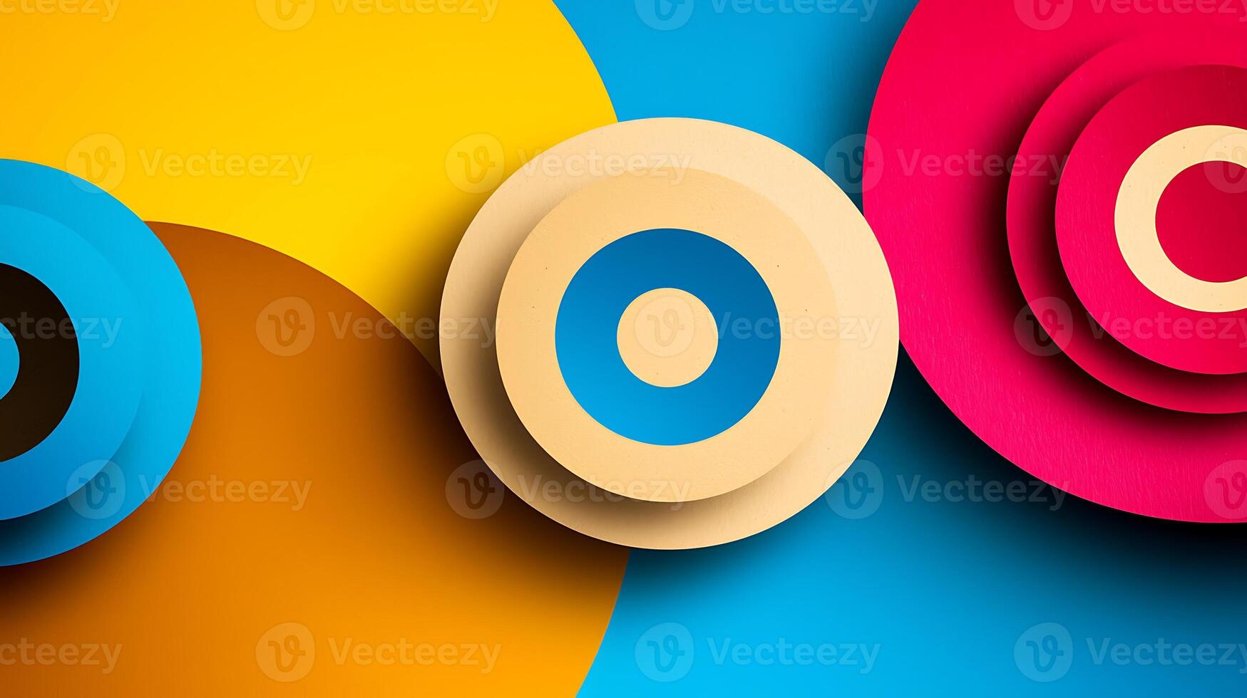 Colorful layered circles on a vibrant background showcasing design elements for creative projects photo