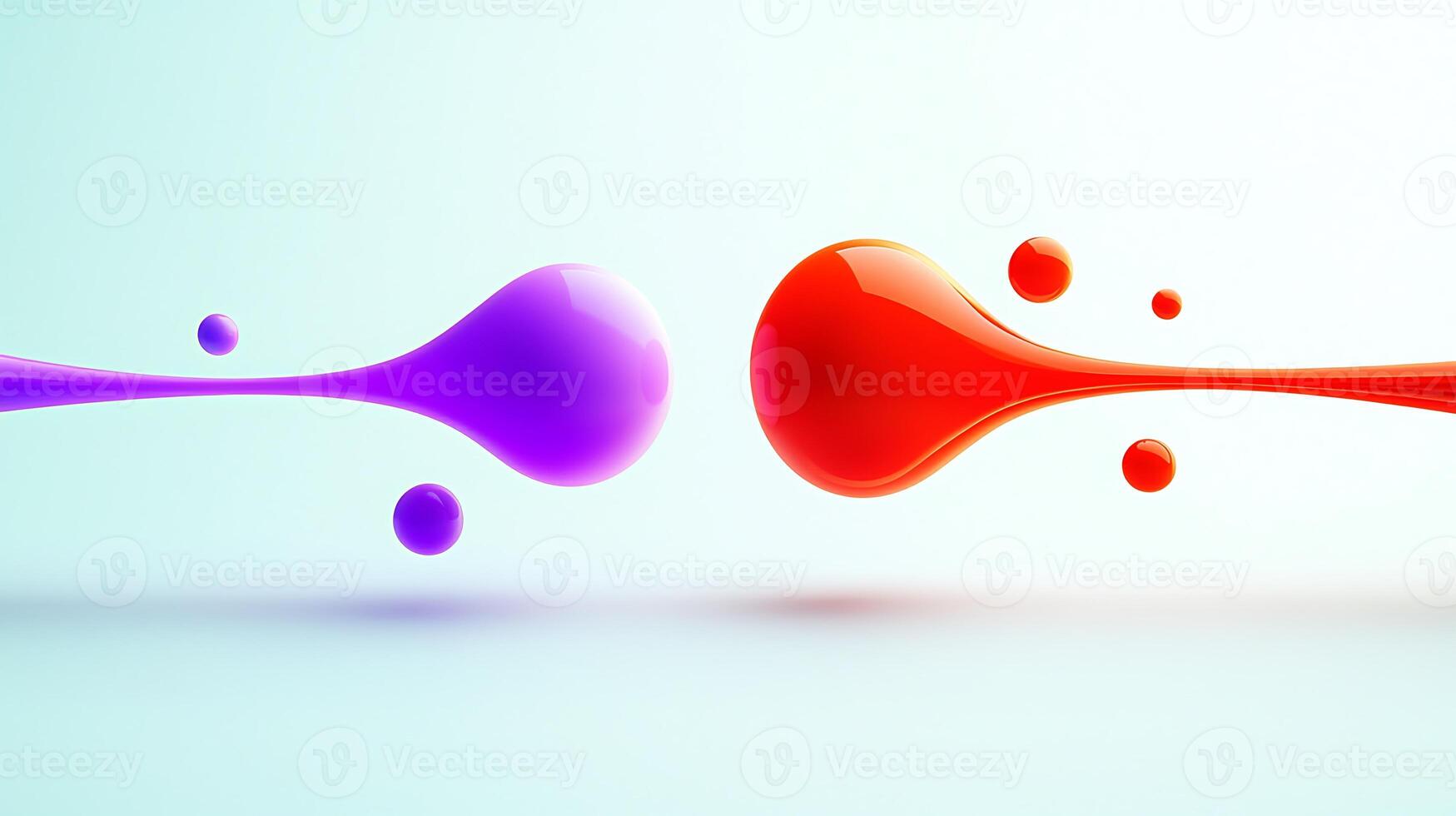 Colorful liquid droplets collide in a vibrant abstract setting, showcasing dynamic motion and energy photo