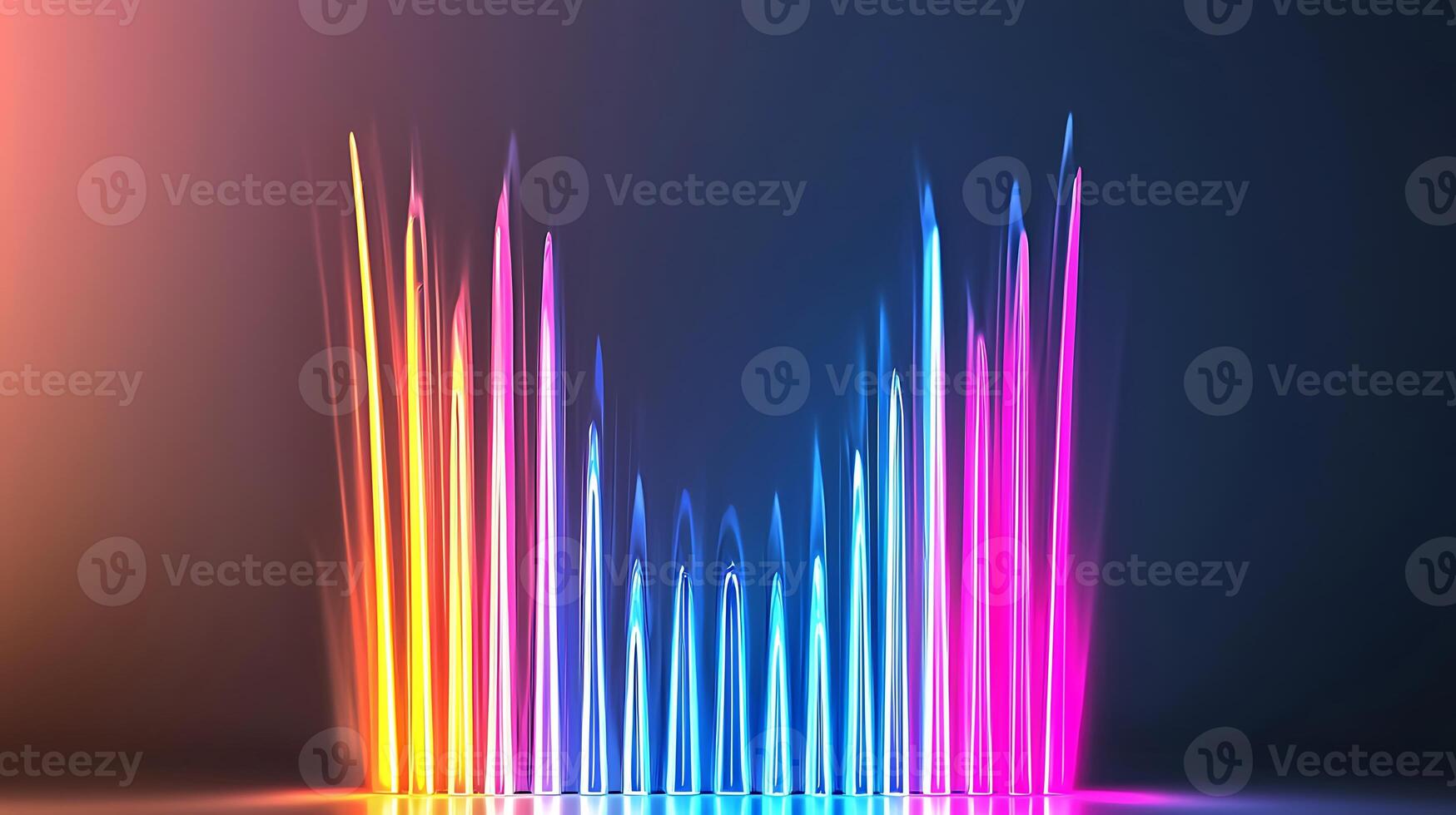 Colorful light fountain display with vibrant beams in a dark setting, creating a dynamic ambiance photo
