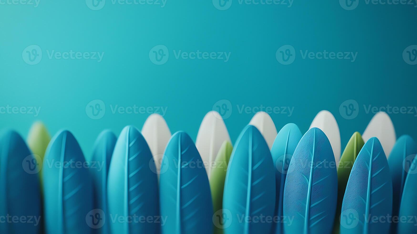 Colorful plastic leaves arranged in a vibrant backdrop, creating a playful and artistic scene photo