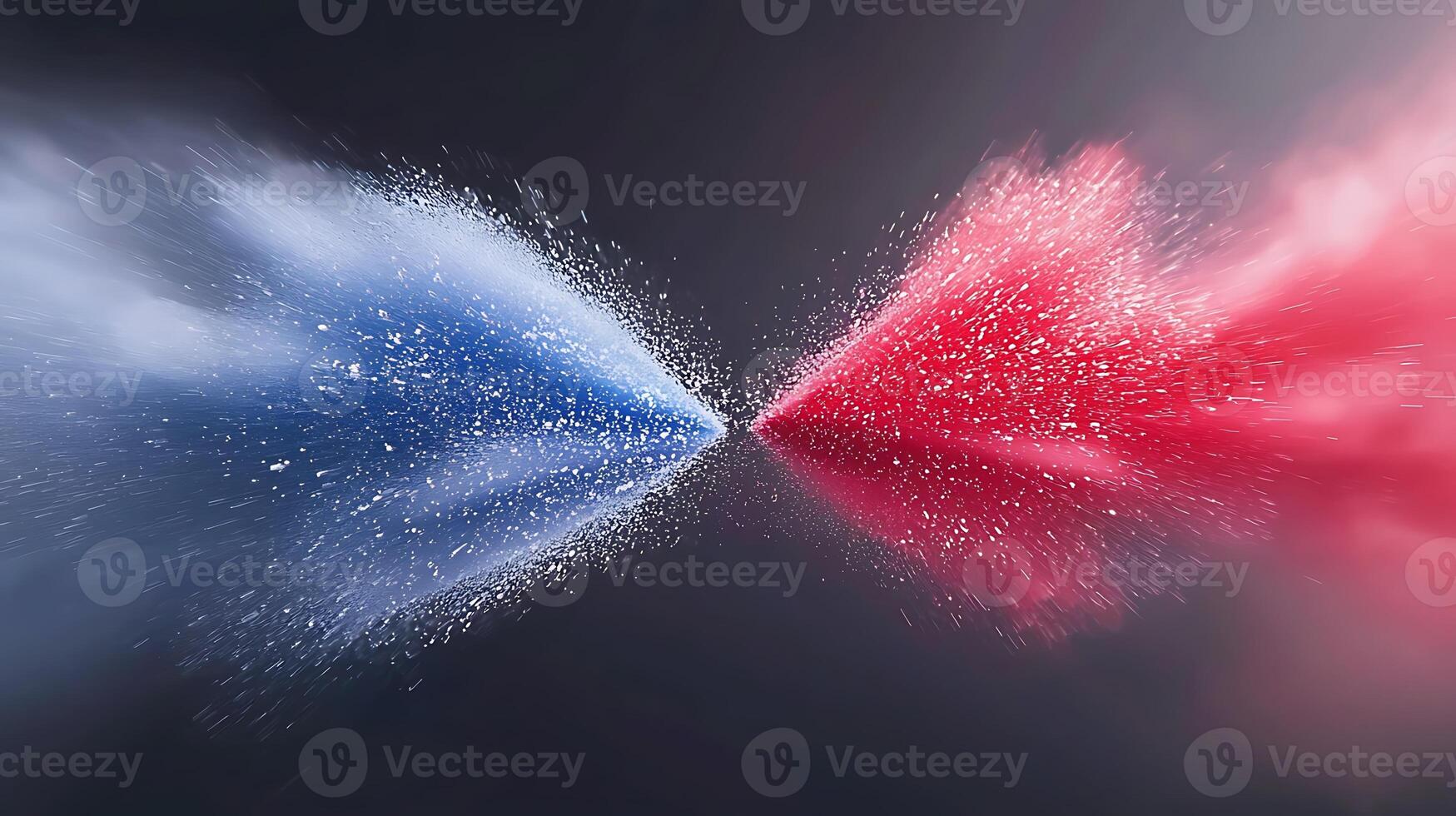 Colorful powder explosion creating dynamic shapes in a dark background, evoking energy and creativity photo