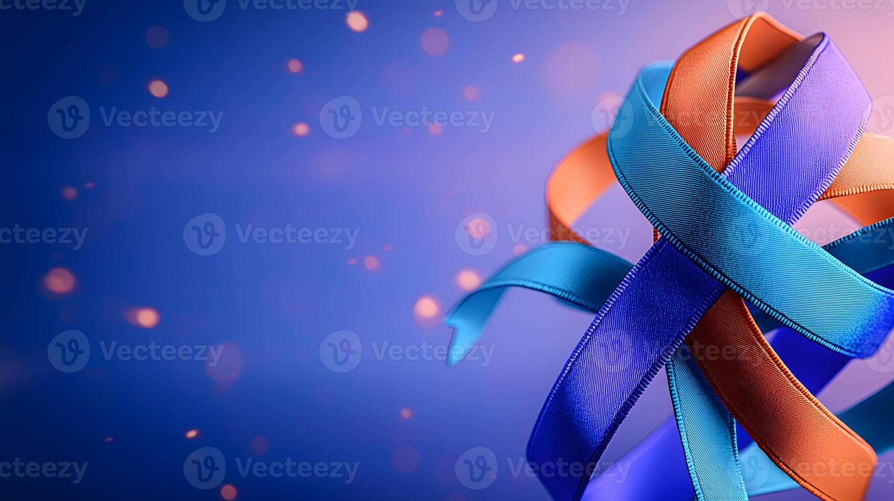 Colorful ribbons intertwined against a soft gradient background with shimmering particles photo