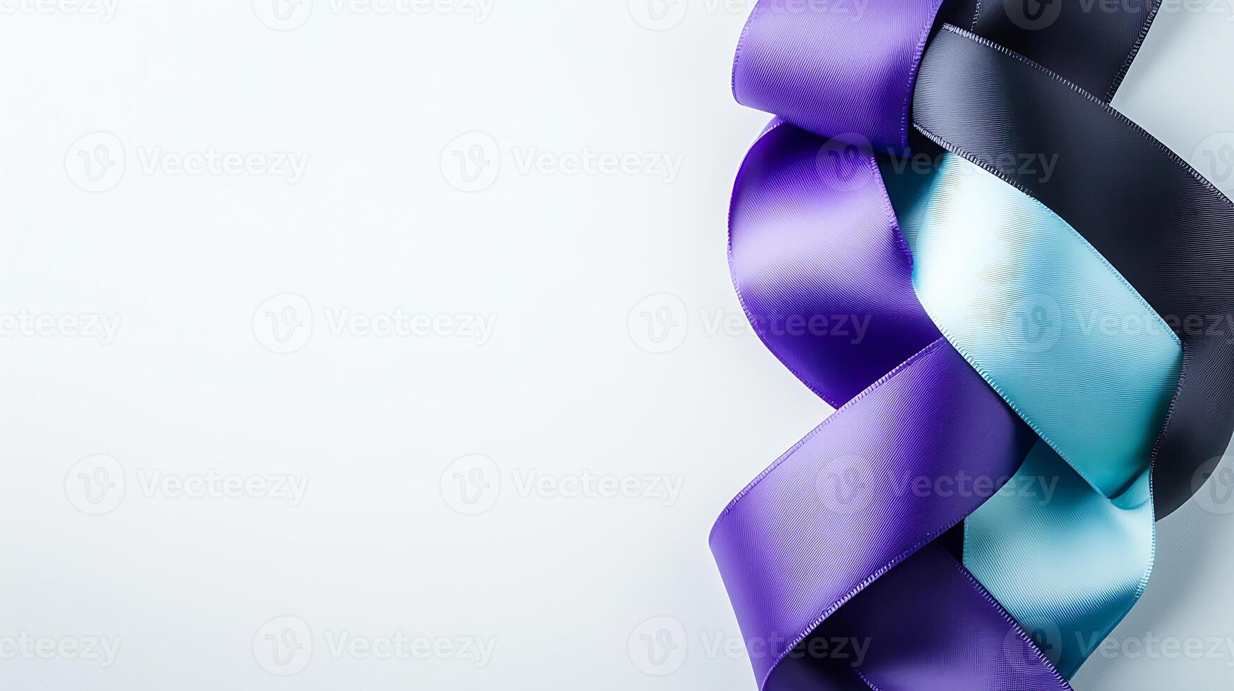 Colorful satin ribbons intertwined against a light background, showcasing elegance and design potential photo