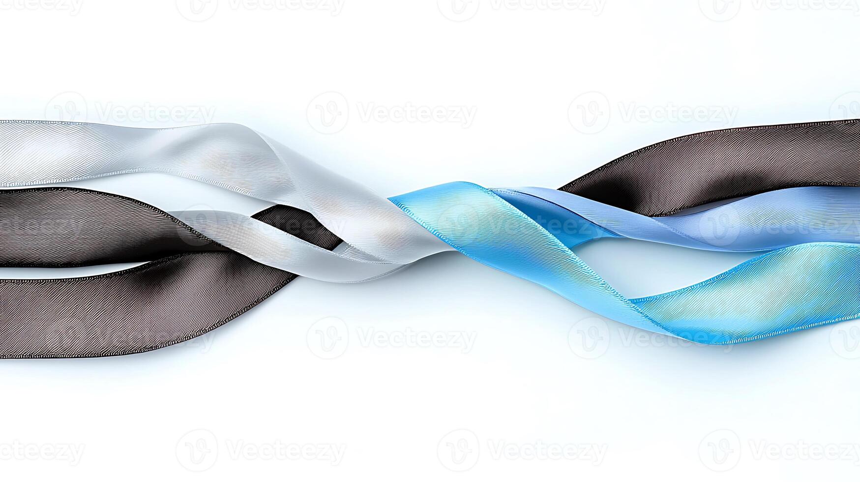 Colorful satin ribbons intertwined on a white background, showcasing texture and elegance photo