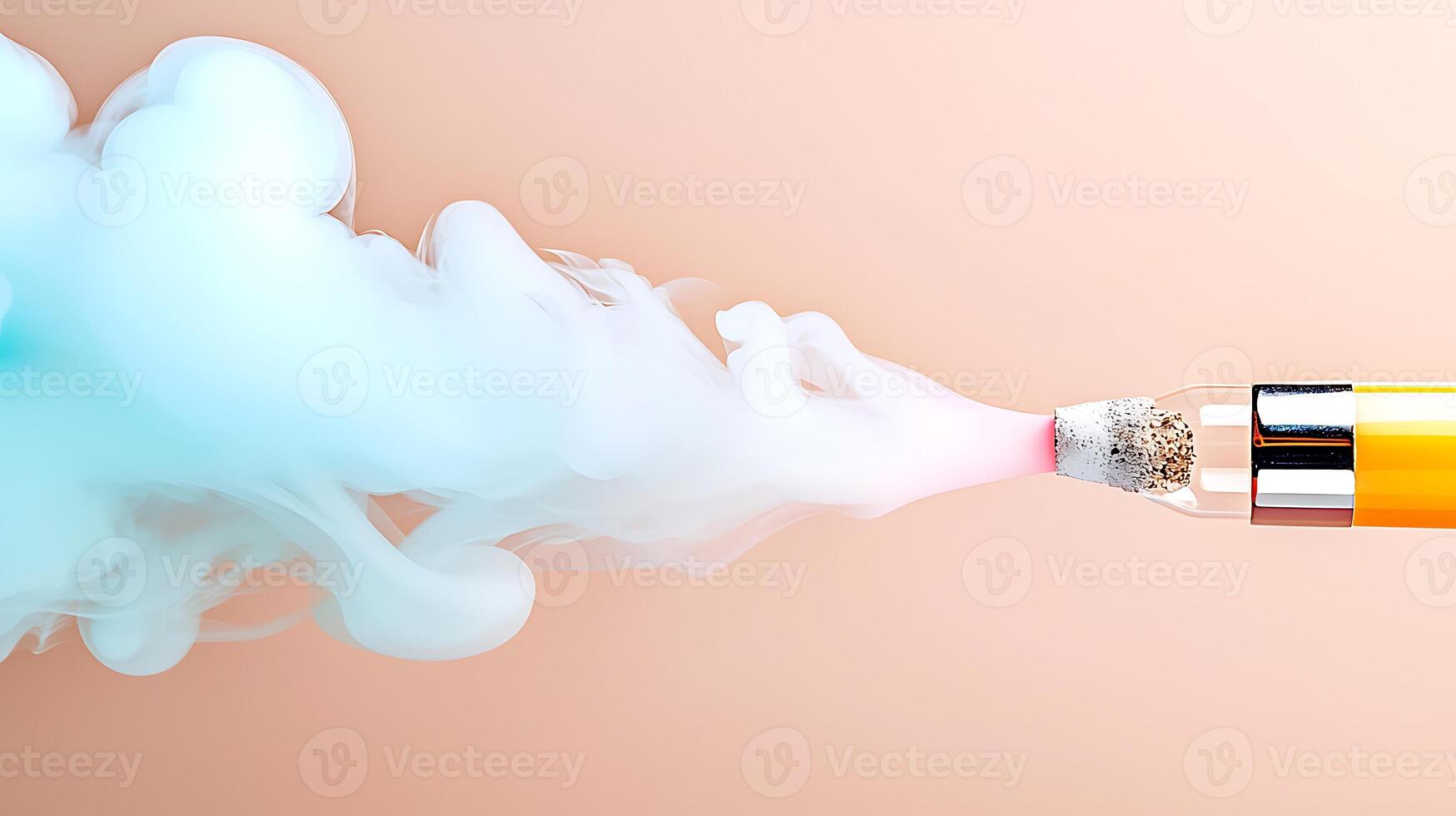 Colorful smoke emerging from a vape pen against a soft pastel background, creating a vibrant atmosphere photo