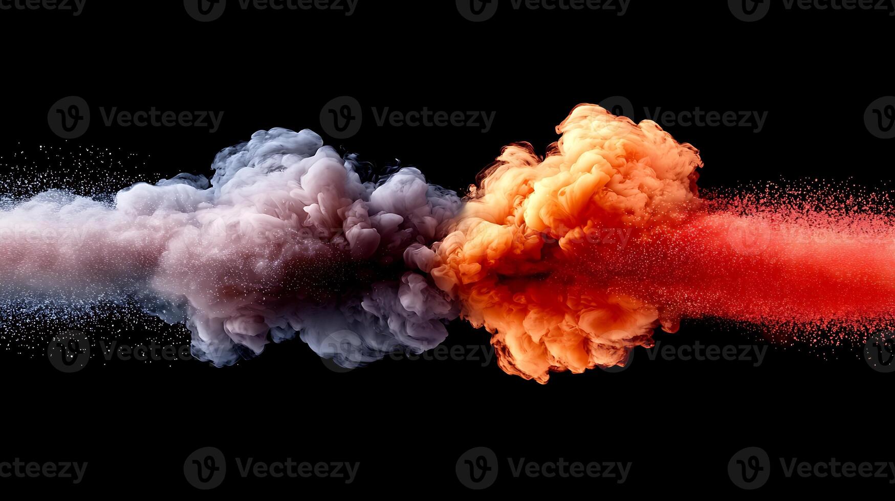 Colorful smoke explosion against a black background, showcasing dynamic motion and contrast photo